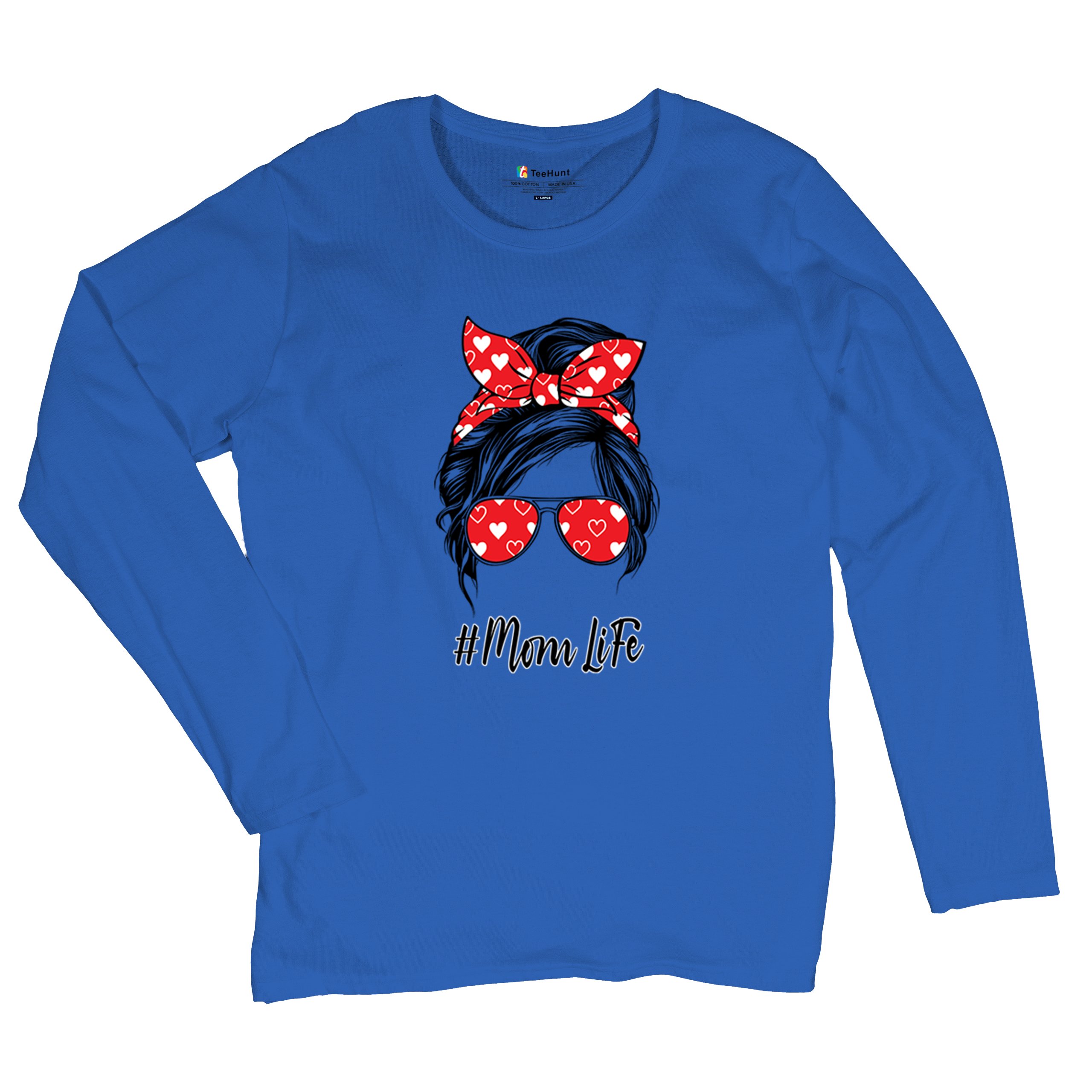 Mom Life Messy Bun Women's Long Sleeve T-shirt Motherhood Parenting Mother Mama - Picture 27 of 36