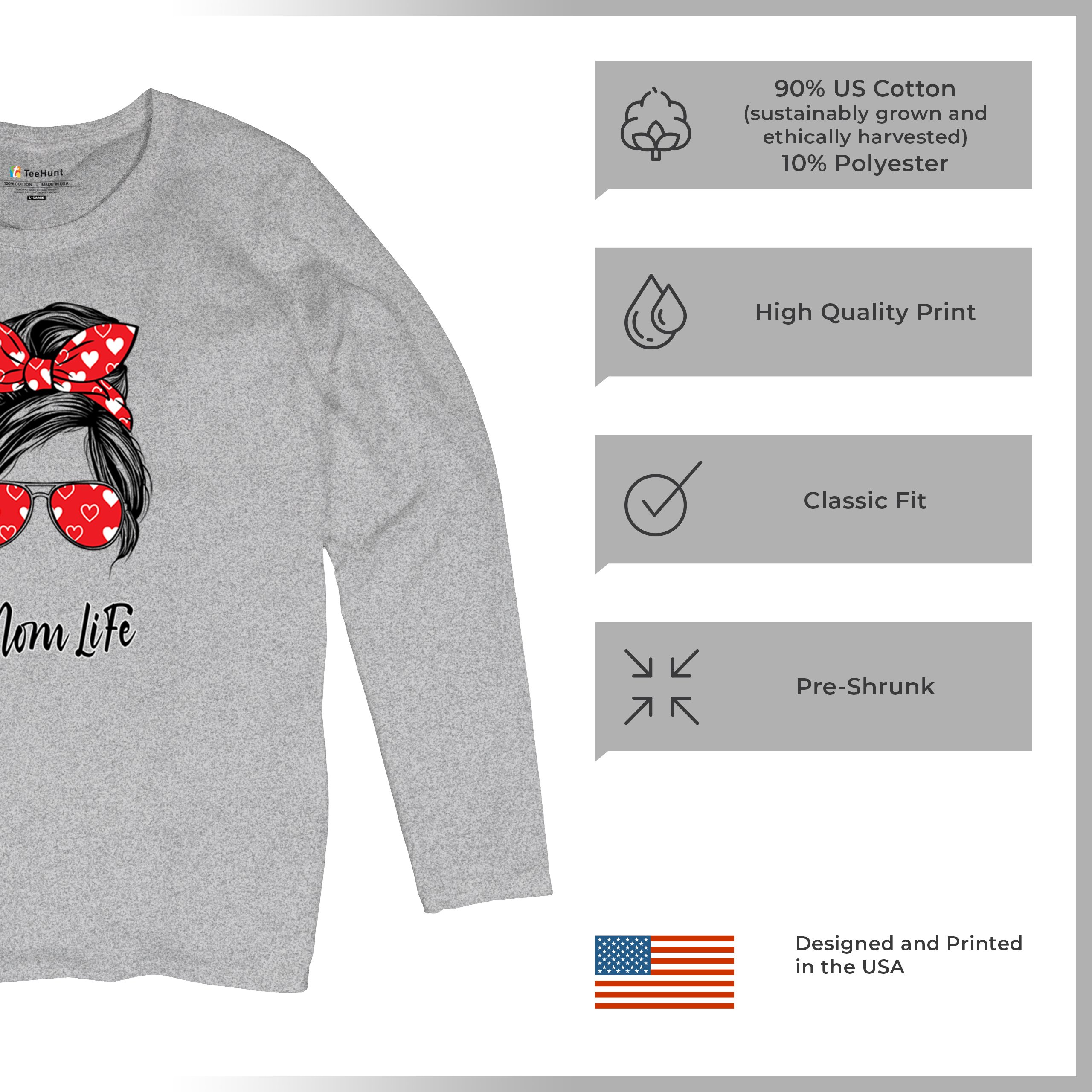 Mom Life Messy Bun Women's Long Sleeve T-shirt Motherhood Parenting Mother Mama - Picture 14 of 36