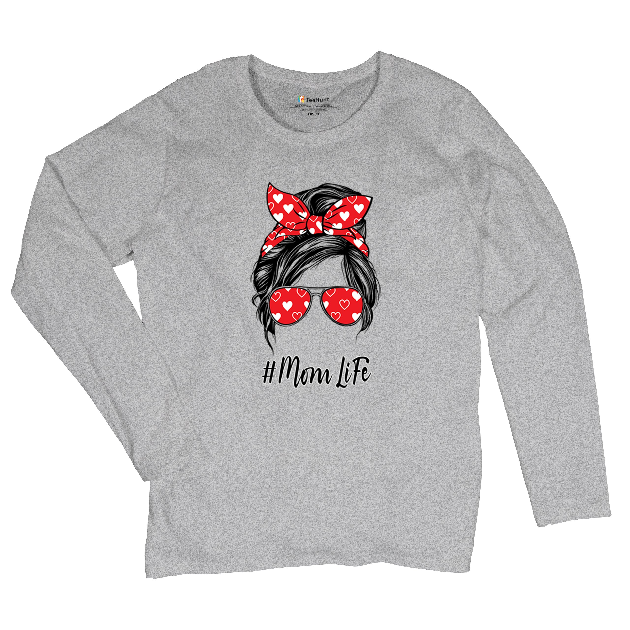 Mom Life Messy Bun Women's Long Sleeve T-shirt Motherhood Parenting Mother Mama - Picture 13 of 36