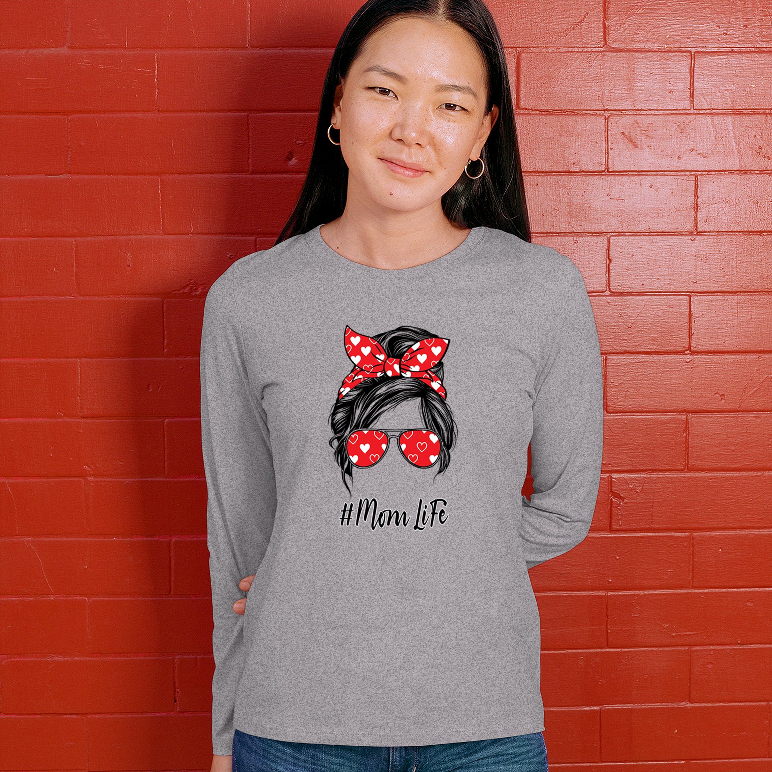 Mom Life Messy Bun Women's Long Sleeve T-shirt Motherhood Parenting Mother Mama - Picture 12 of 36