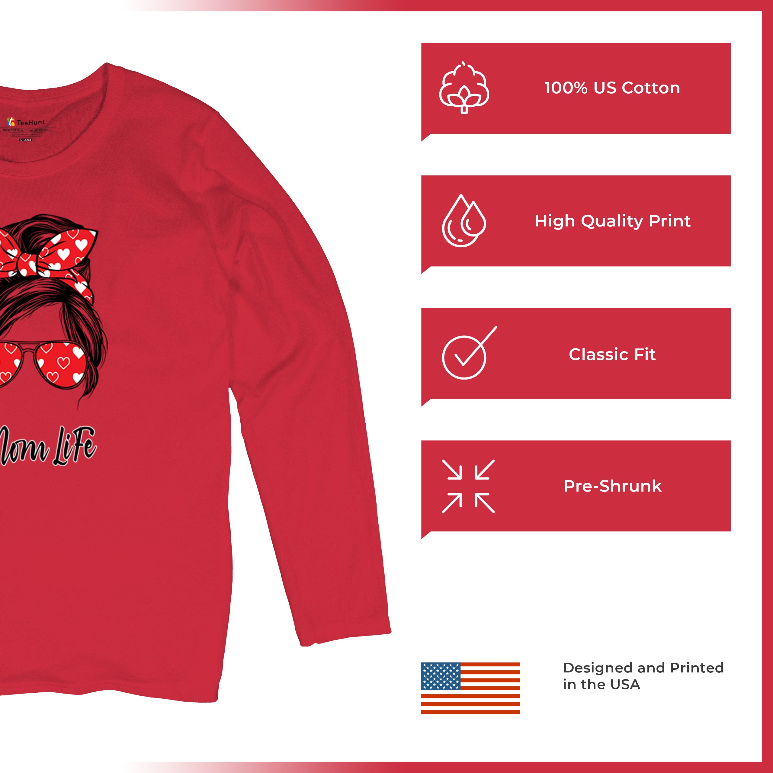 Mom Life Messy Bun Women's Long Sleeve T-shirt Motherhood Parenting Mother Mama - Picture 21 of 36