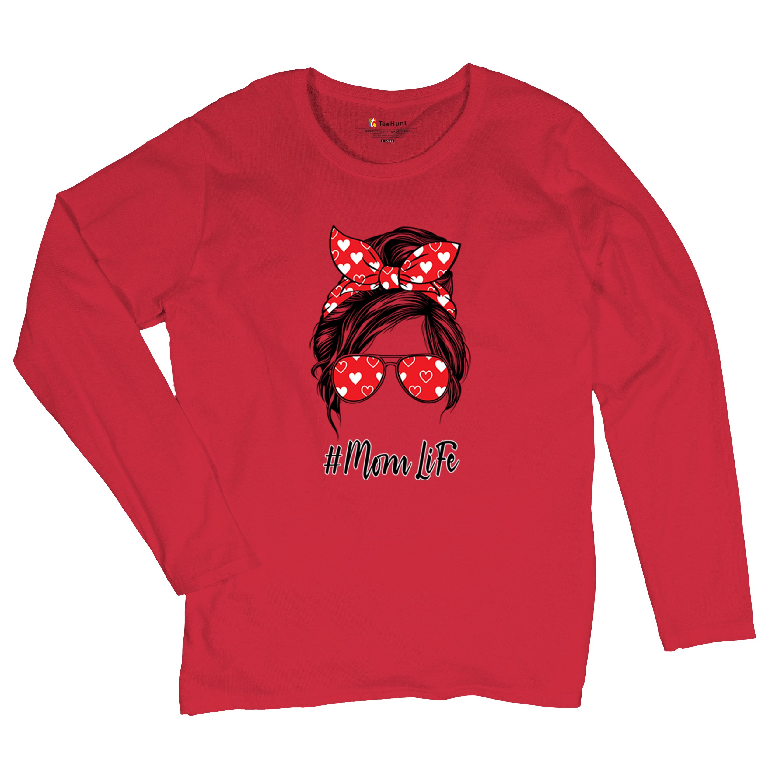 Mom Life Messy Bun Women's Long Sleeve T-shirt Motherhood Parenting Mother Mama - Picture 20 of 36