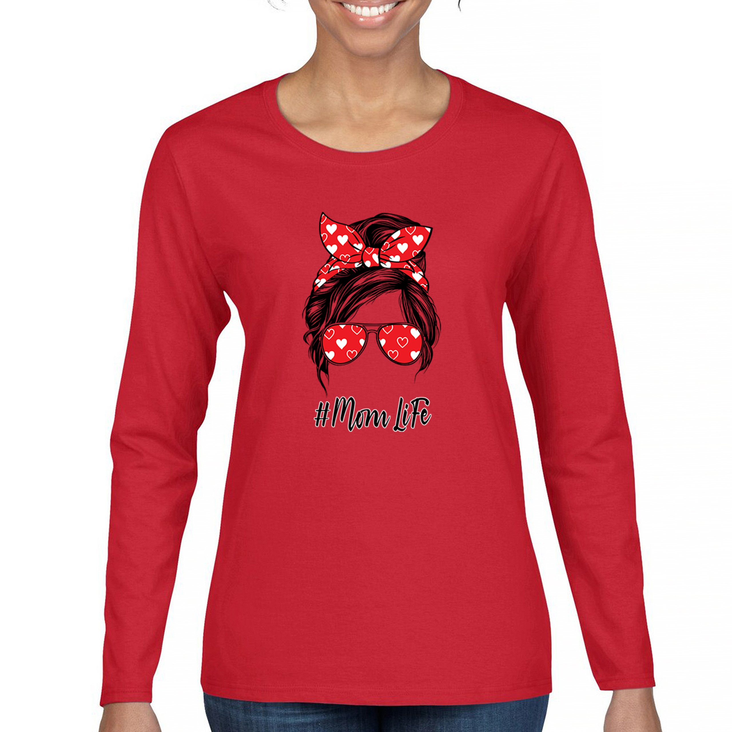 Mom Life Messy Bun Women's Long Sleeve T-shirt Motherhood Parenting Mother Mama - Picture 16 of 36