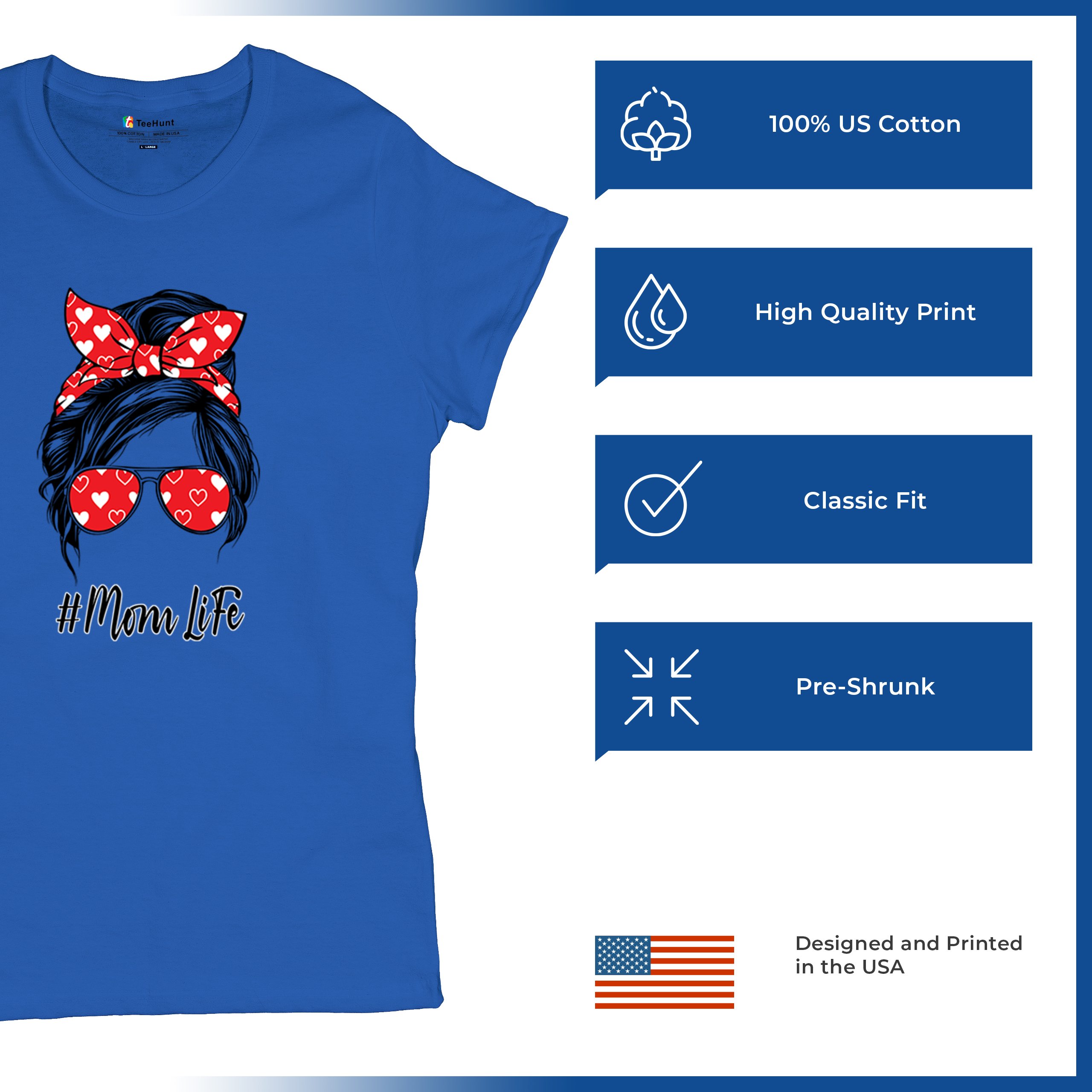 Mom Life Messy Bun T-Shirt Motherhood Parenting Mother's Day Mama Women's Tee - Picture 28 of 43