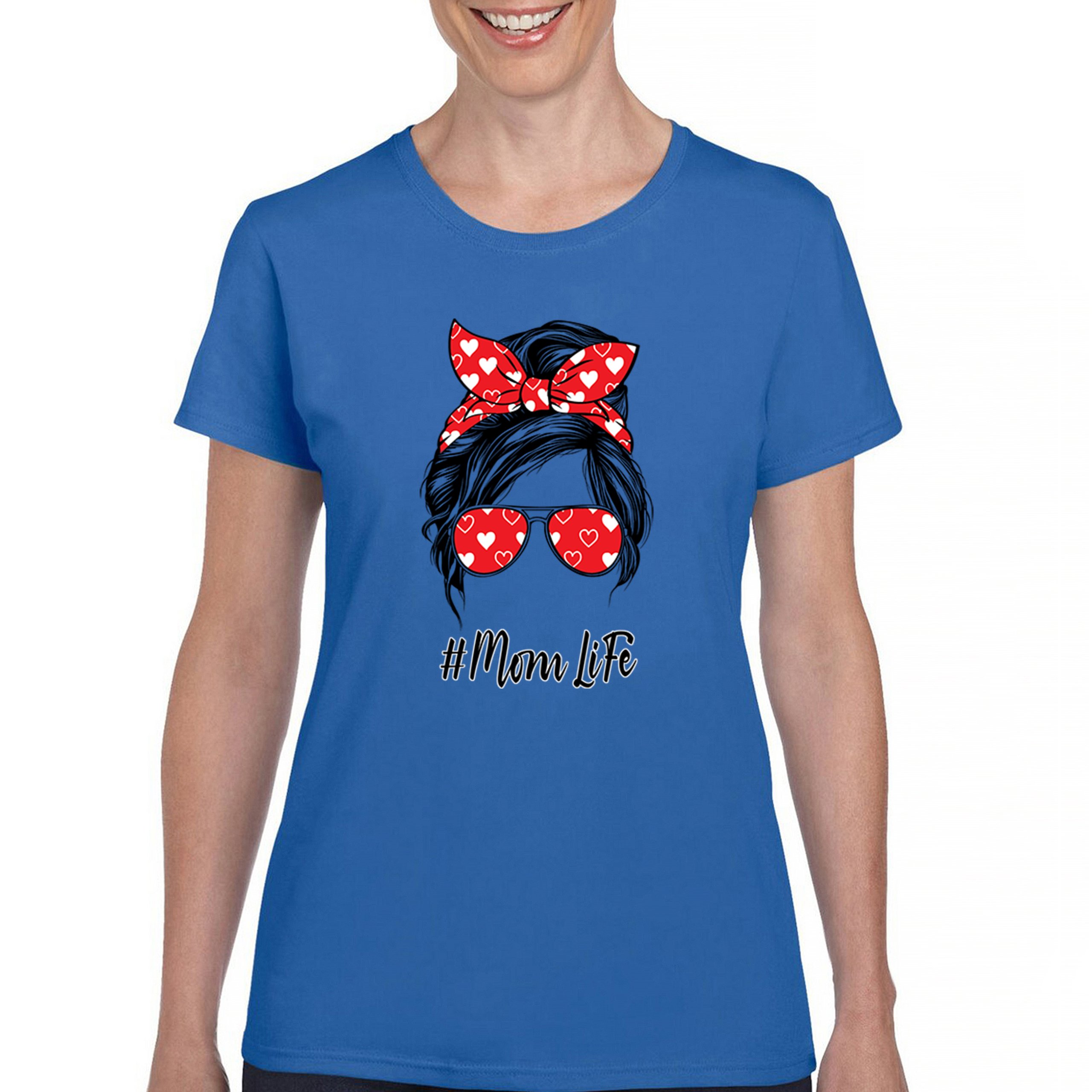 Mom Life Messy Bun T-Shirt Motherhood Parenting Mother's Day Mama Women's Tee - Picture 23 of 43