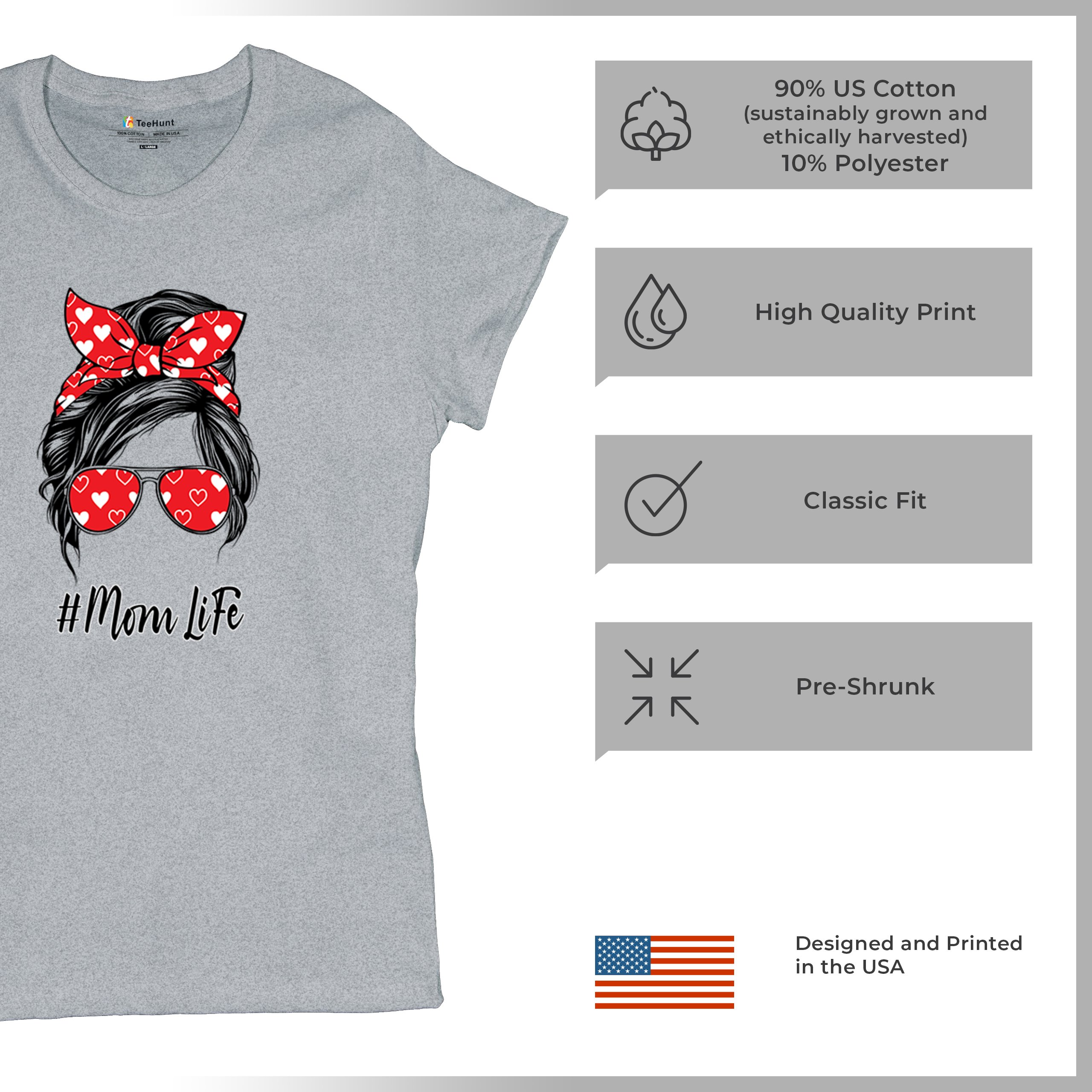 Mom Life Messy Bun T-Shirt Motherhood Parenting Mother's Day Mama Women's Tee - Picture 14 of 43