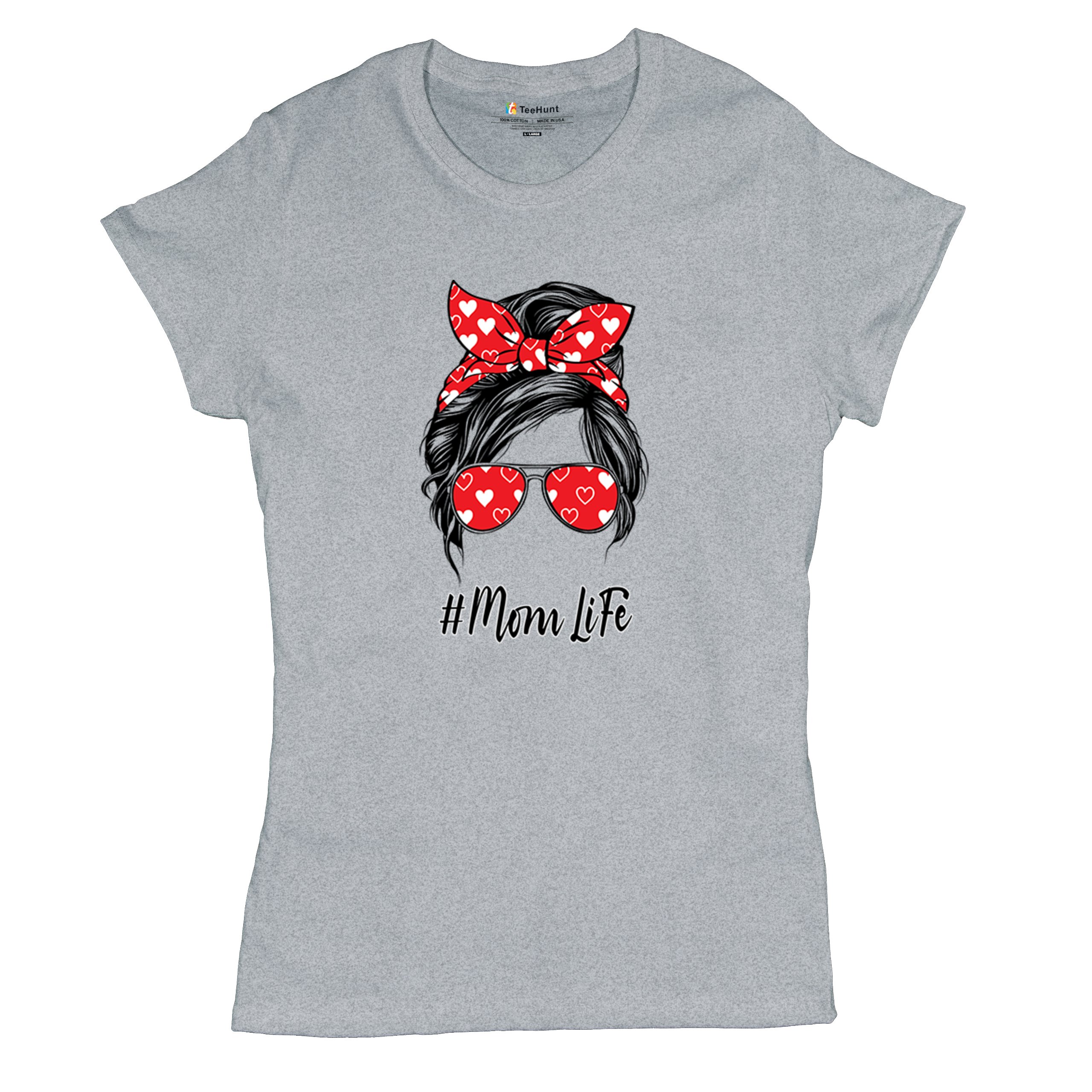 Mom Life Messy Bun T-Shirt Motherhood Parenting Mother's Day Mama Women's Tee - Picture 13 of 43