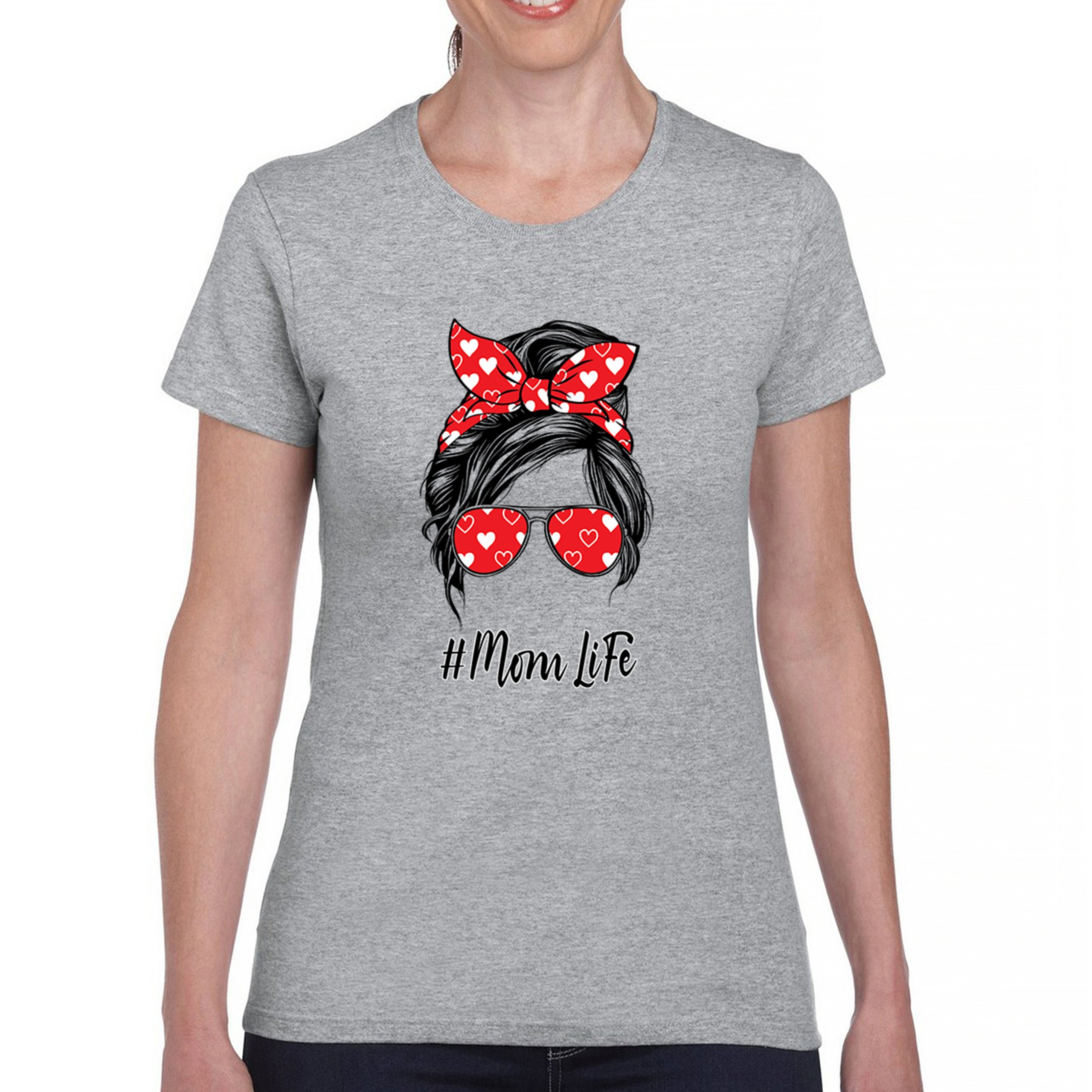 Mom Life Messy Bun T-Shirt Motherhood Parenting Mother's Day Mama Women's Tee - Picture 9 of 43