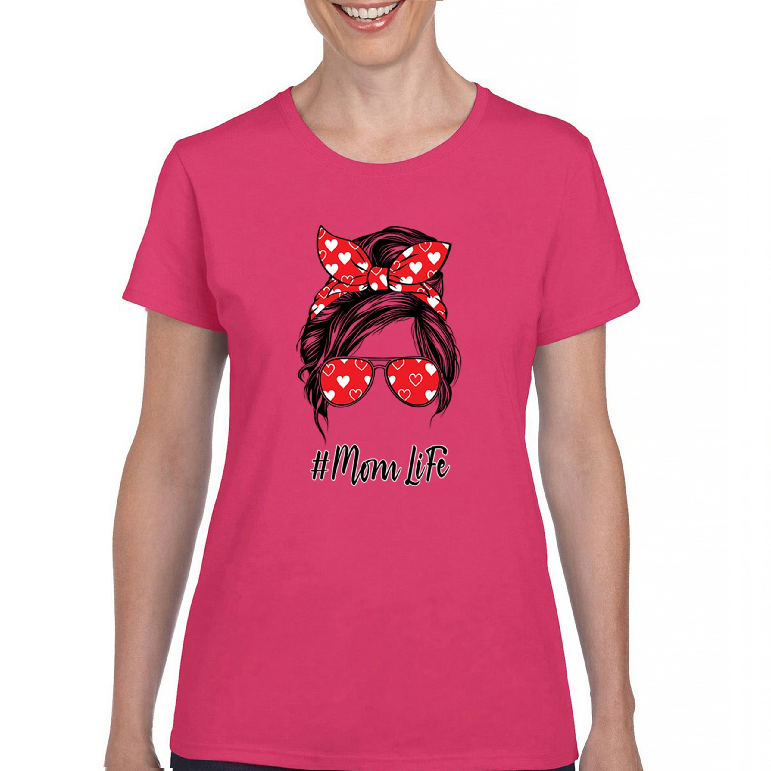 Mom Life Messy Bun T-Shirt Motherhood Parenting Mother's Day Mama Women's Tee - Picture 37 of 43