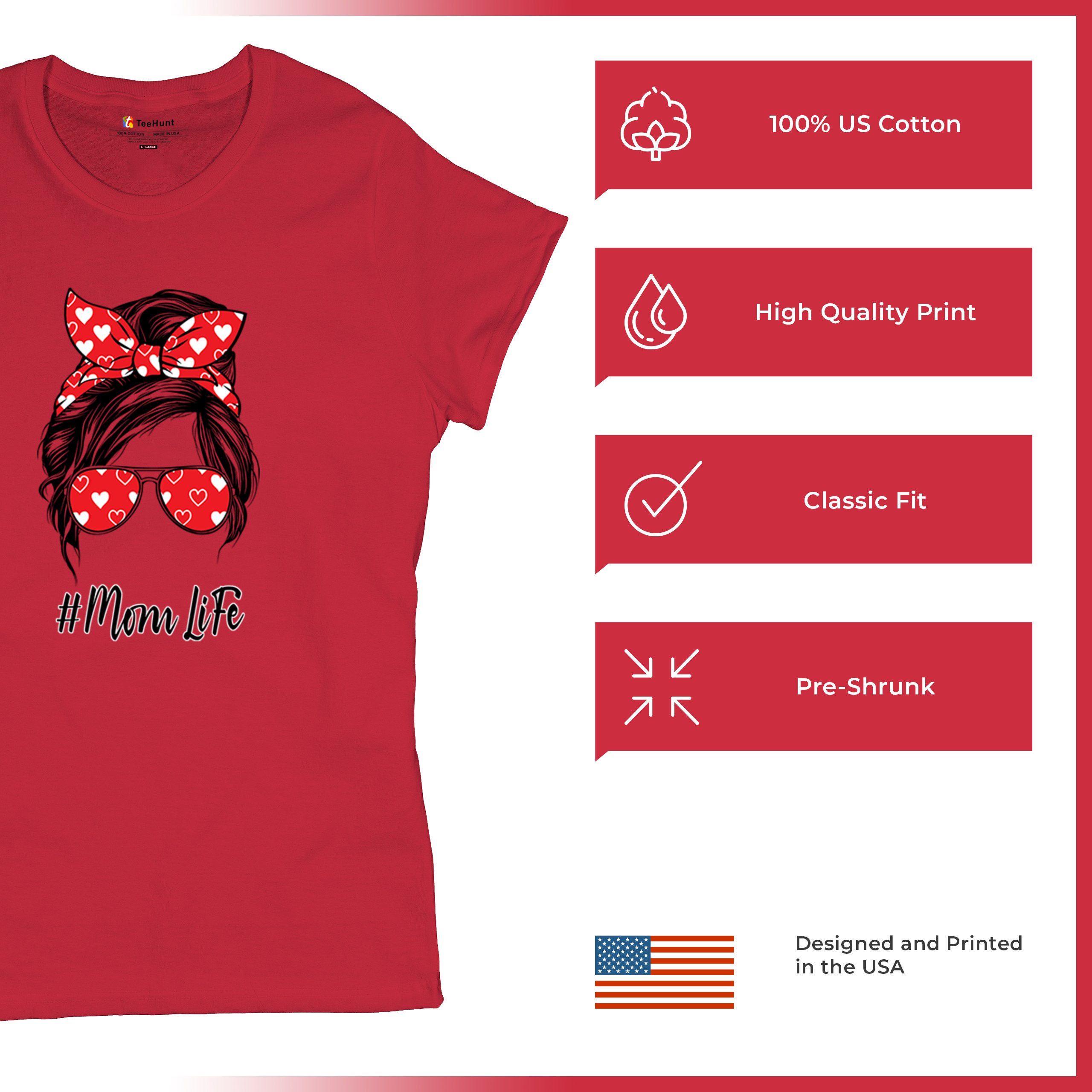 Mom Life Messy Bun T-Shirt Motherhood Parenting Mother's Day Mama Women's Tee - Picture 21 of 43