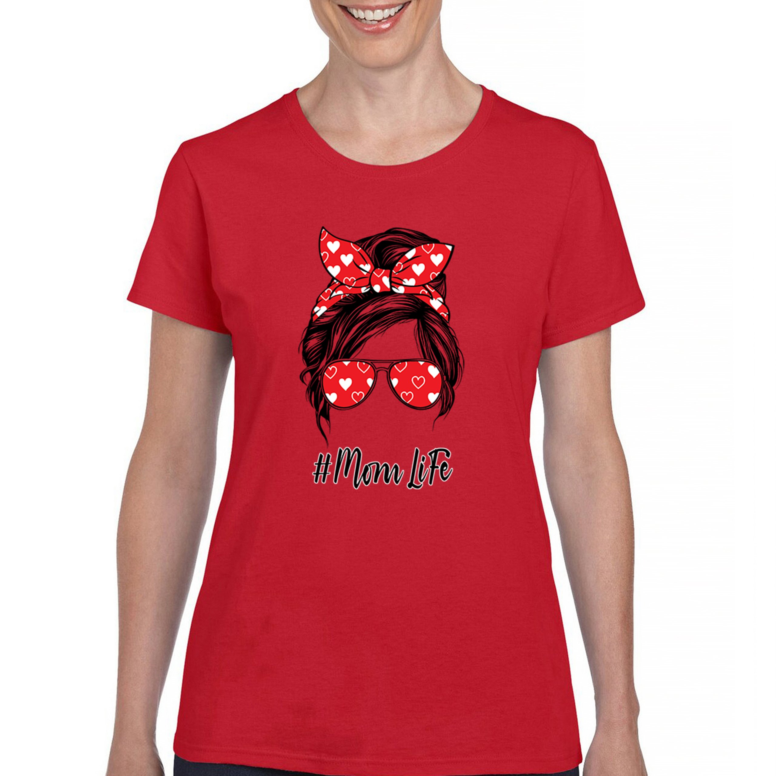 Mom Life Messy Bun T-Shirt Motherhood Parenting Mother's Day Mama Women's Tee - Picture 16 of 43