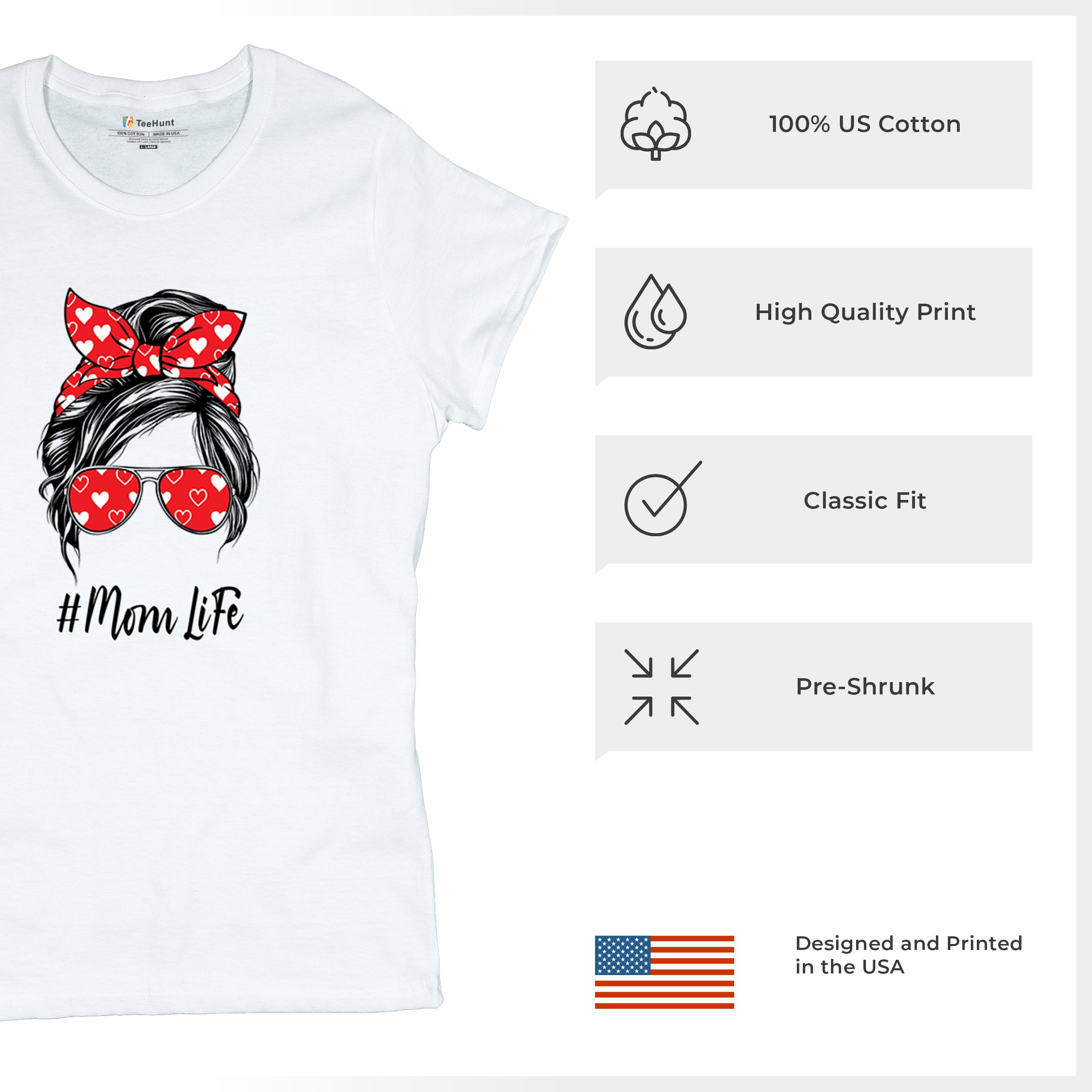 Mom Life Messy Bun T-Shirt Motherhood Parenting Mother's Day Mama Women's Tee - Picture 7 of 43