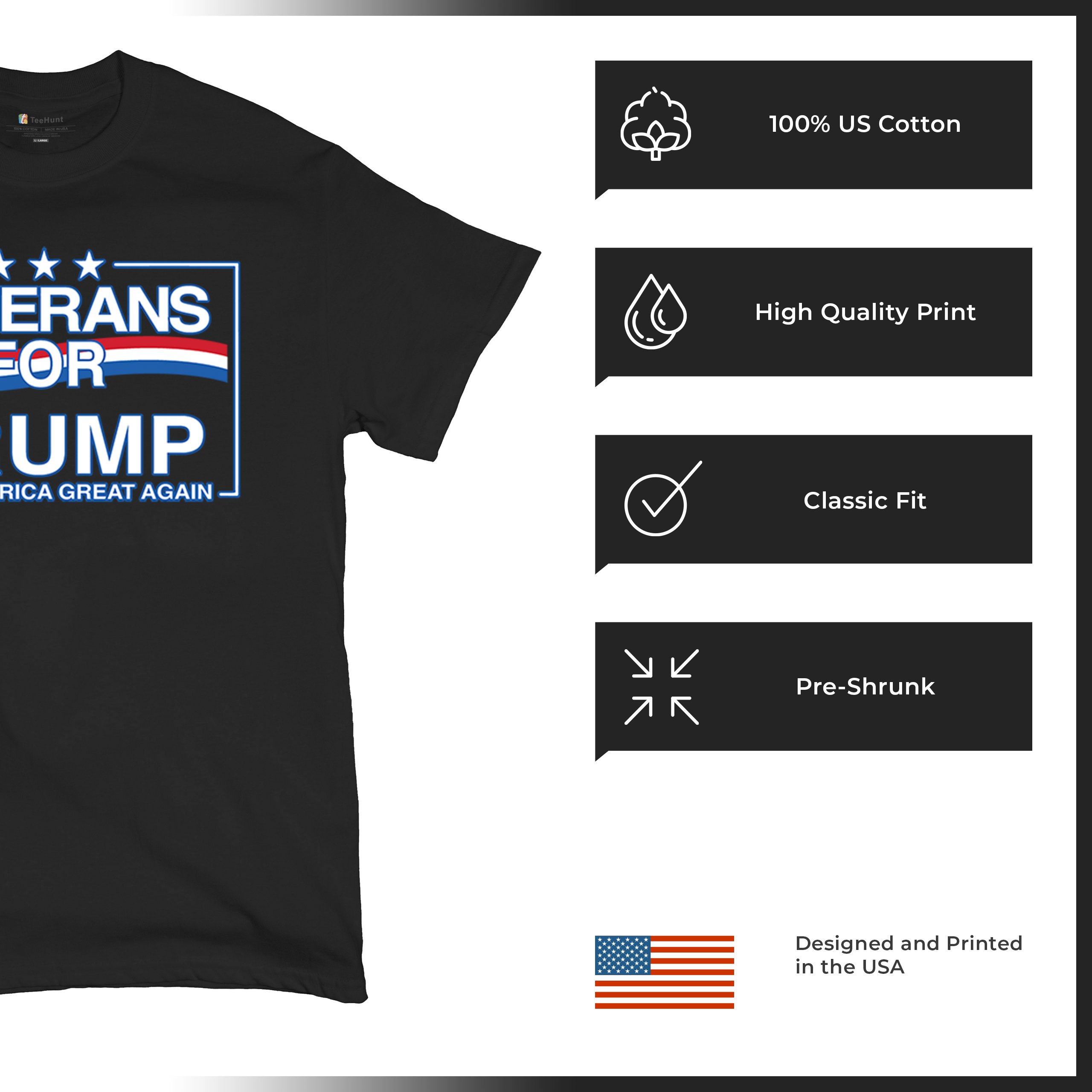 Veterans for Trump Make America Great Again T-shirt MAGA Vote Red Men's Tee - Picture 7 of 113