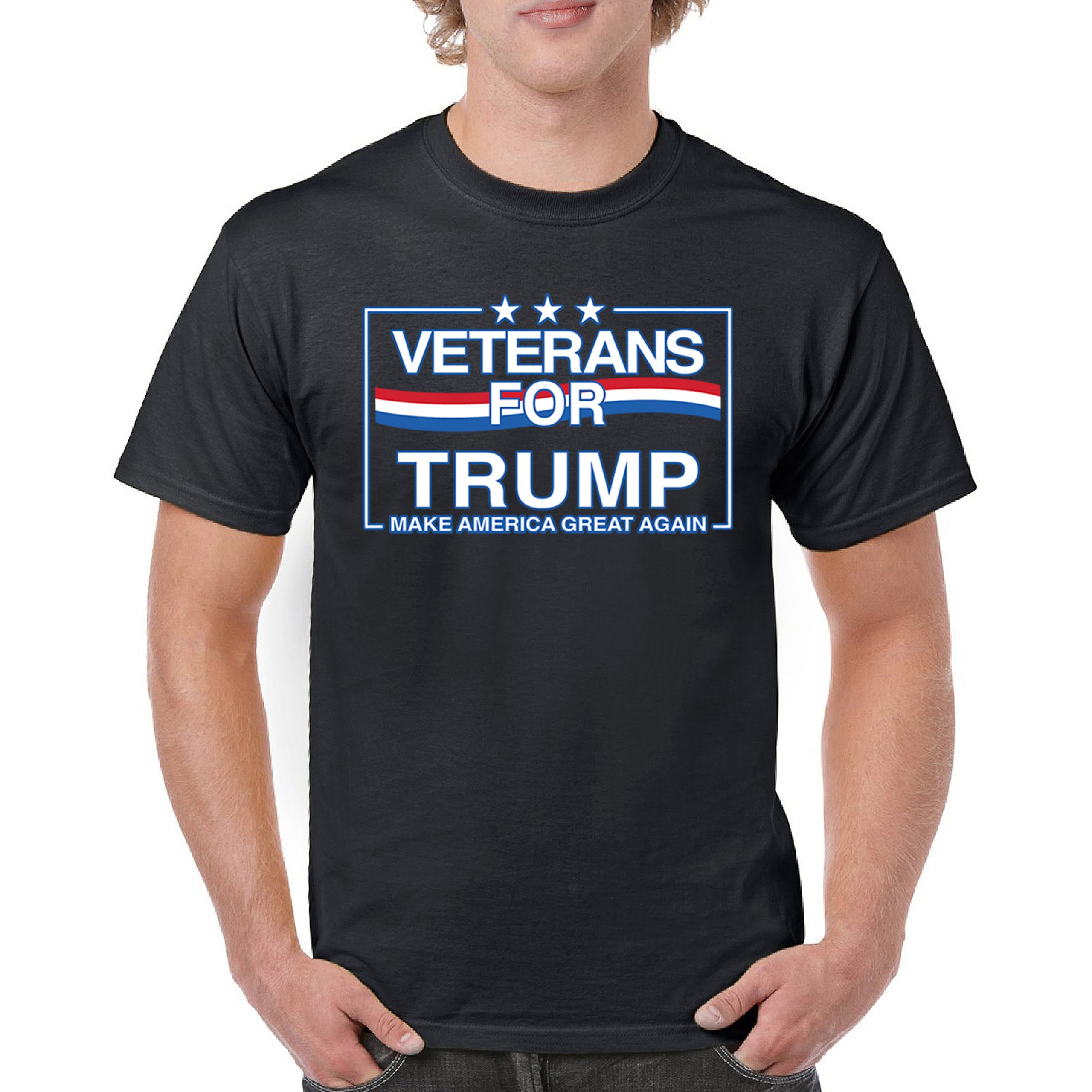 Veterans for Trump Make America Great Again T-shirt MAGA Vote Red Men's Tee - Picture 2 of 113