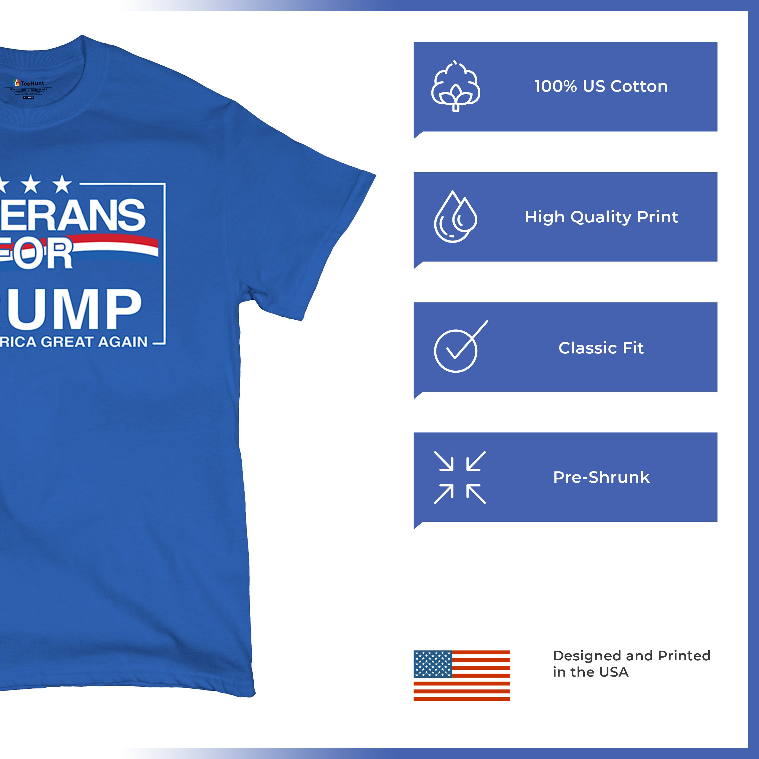 Veterans for Trump Make America Great Again T-shirt MAGA Vote Red Men's Tee - Picture 105 of 113