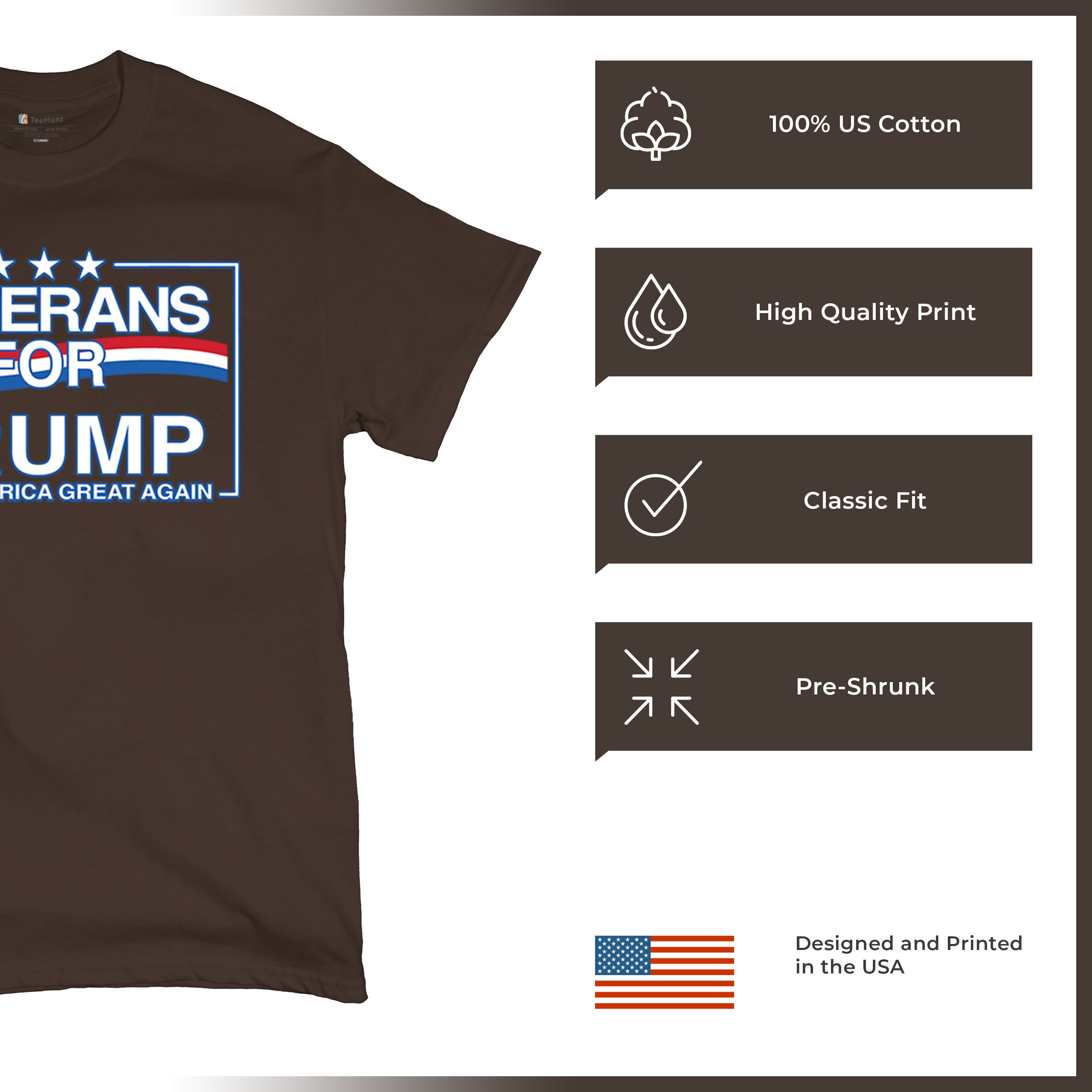 Veterans for Trump Make America Great Again T-shirt MAGA Vote Red Men's Tee - Picture 77 of 113