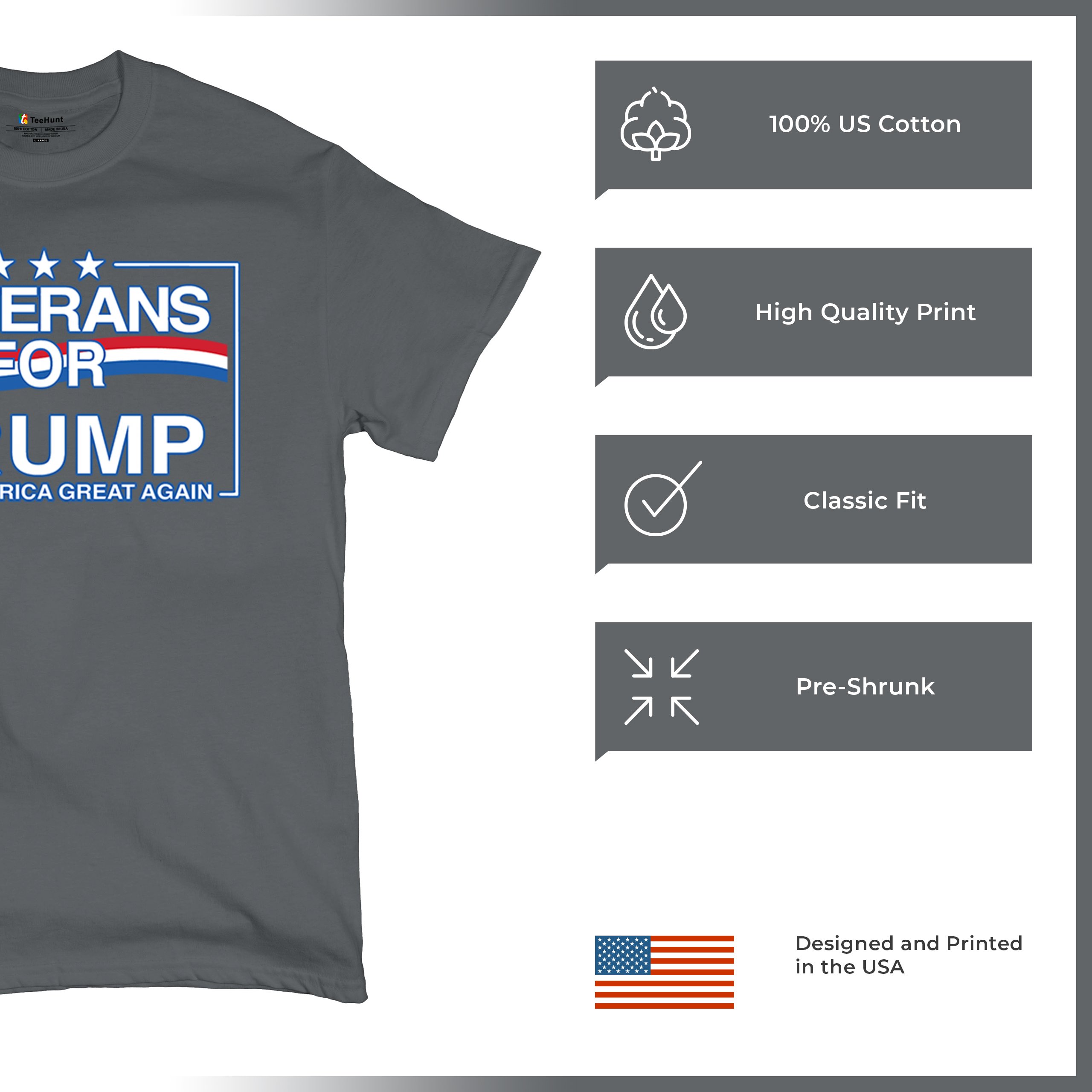 Veterans for Trump Make America Great Again T-shirt MAGA Vote Red Men's Tee - Picture 84 of 113