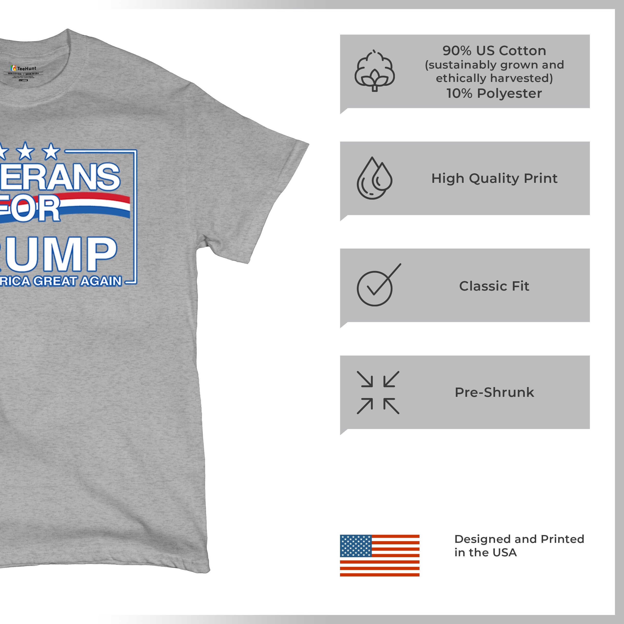 Veterans for Trump Make America Great Again T-shirt MAGA Vote Red Men's Tee - Picture 14 of 113