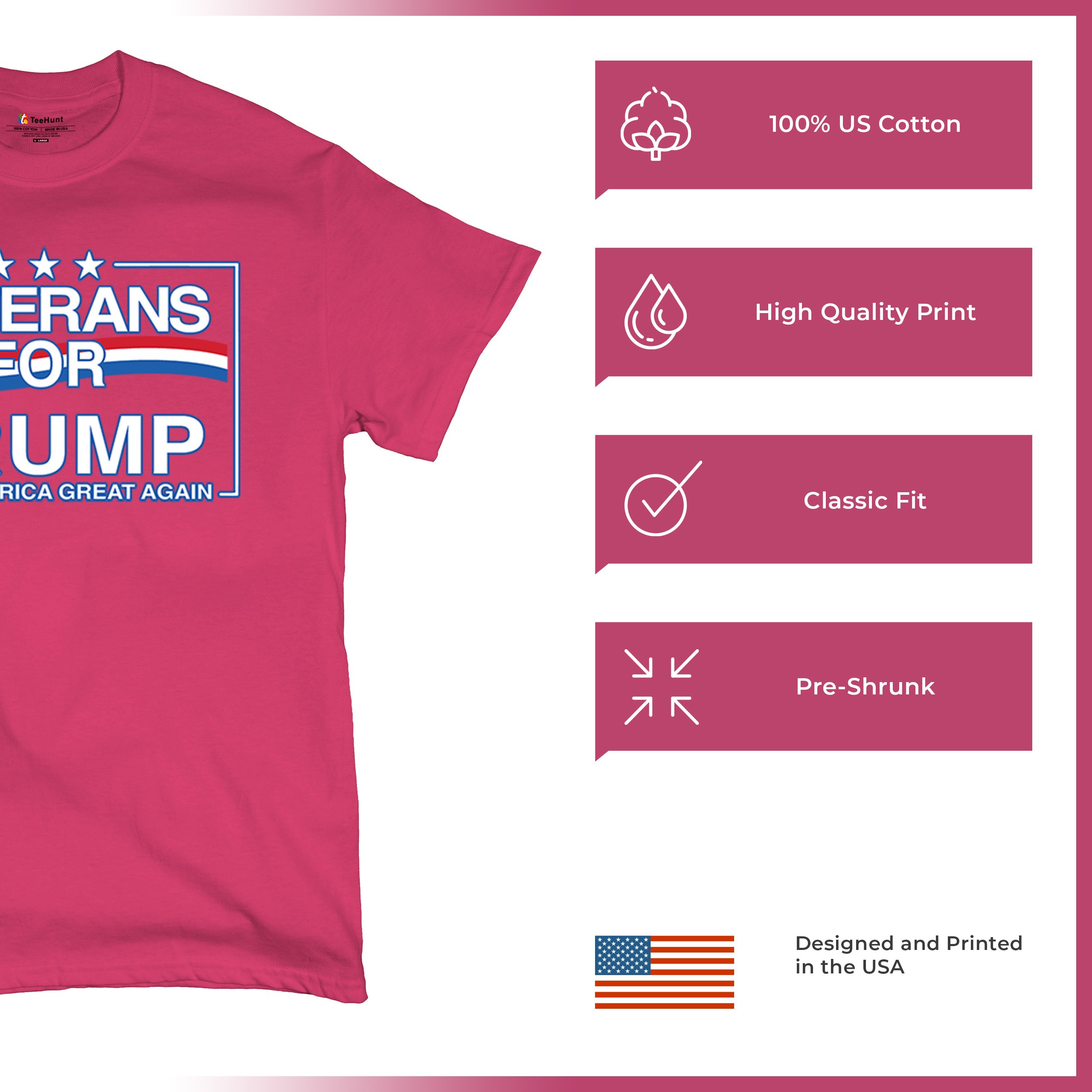 Veterans for Trump Make America Great Again T-shirt MAGA Vote Red Men's Tee - Picture 28 of 113