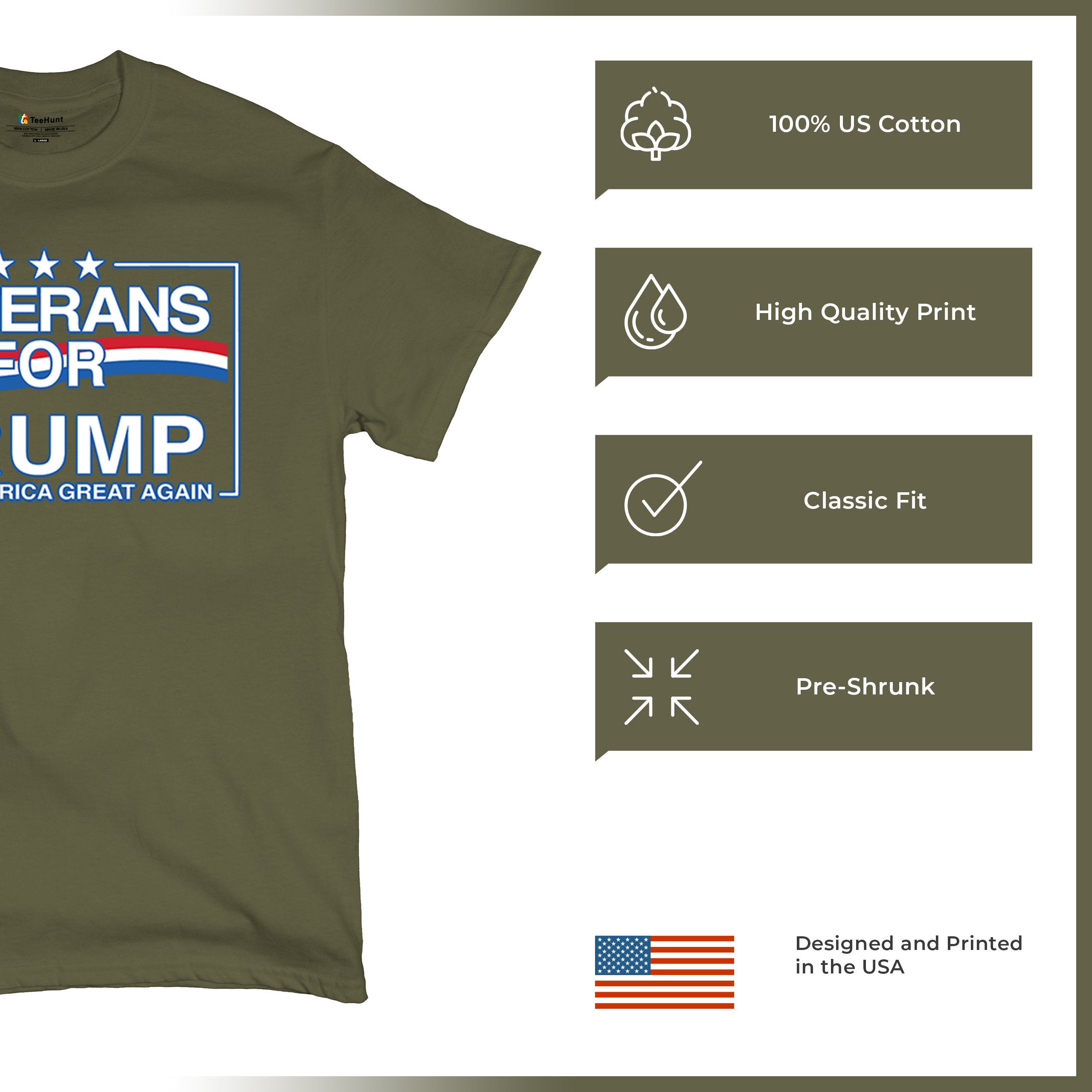 Veterans for Trump Make America Great Again T-shirt MAGA Vote Red Men's Tee - Picture 98 of 113