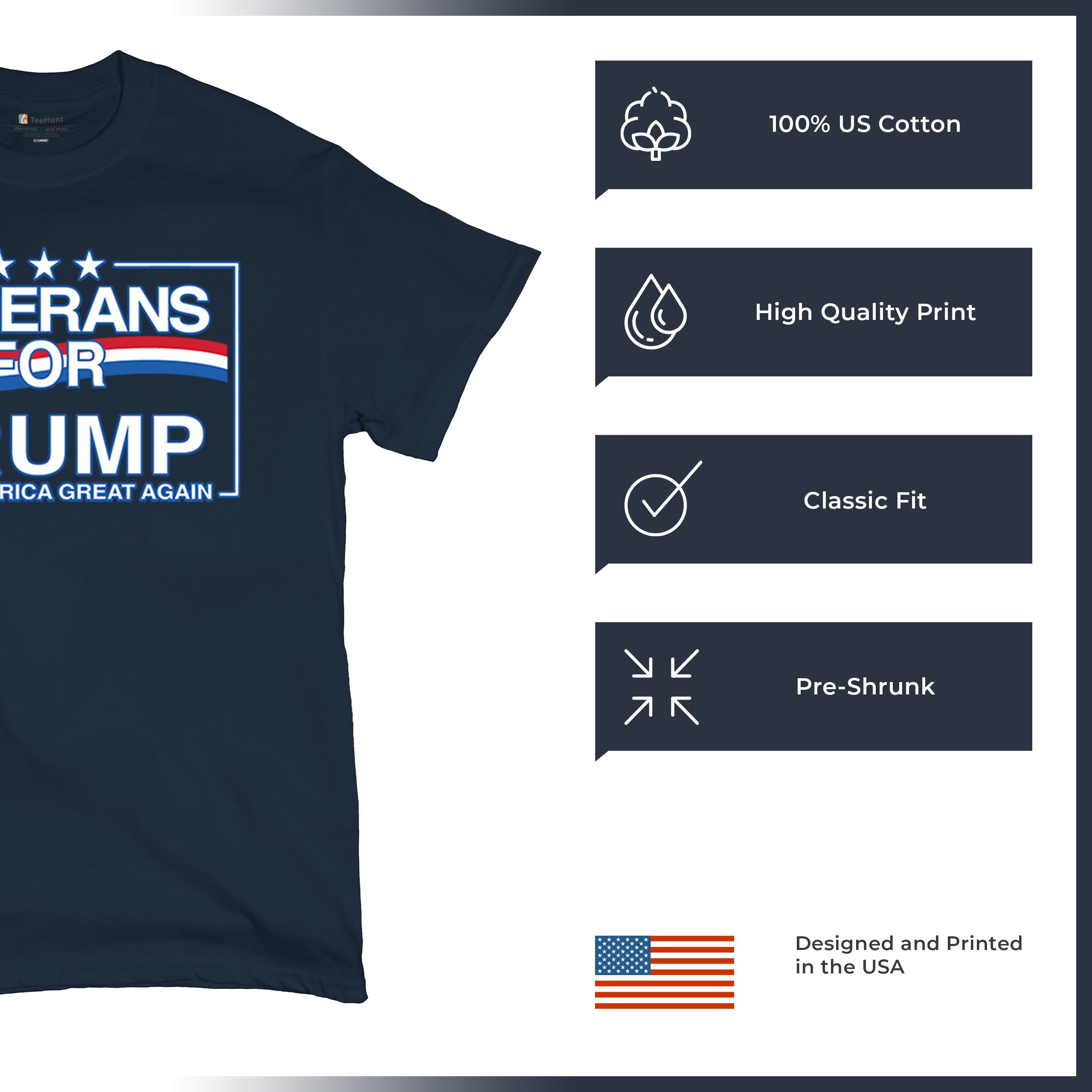 Veterans for Trump Make America Great Again T-shirt MAGA Vote Red Men's Tee - Picture 56 of 113