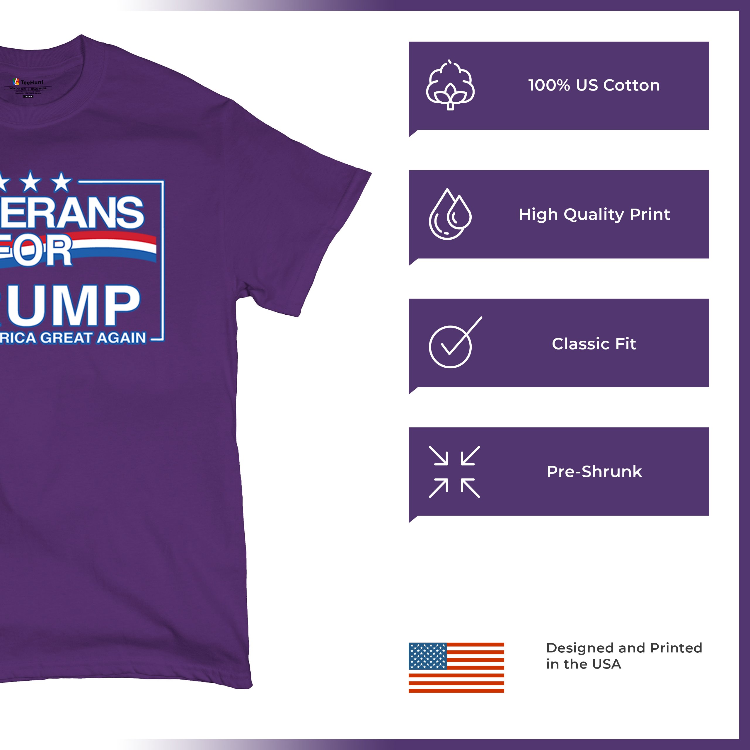 Veterans for Trump Make America Great Again T-shirt MAGA Vote Red Men's Tee - Picture 35 of 113