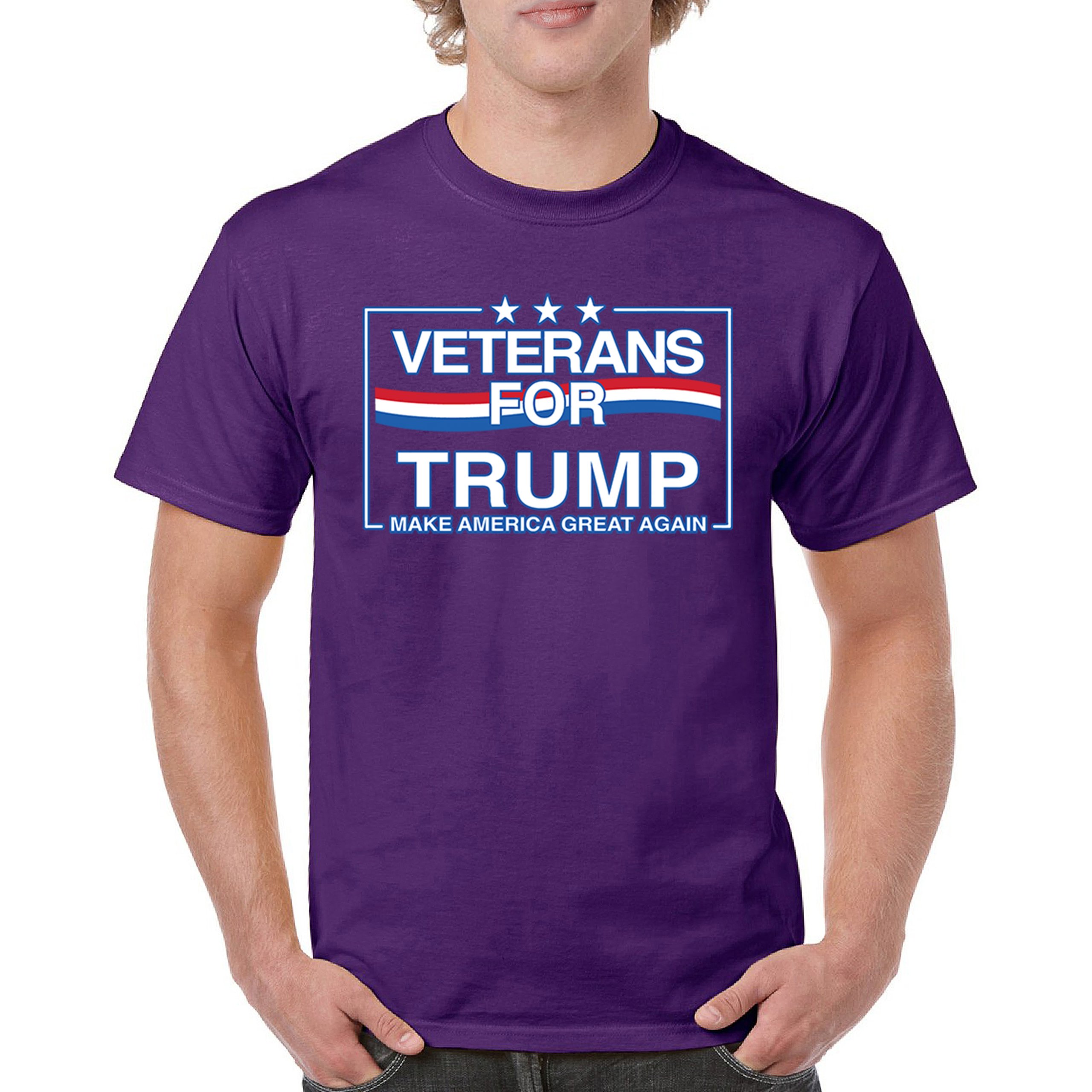 Veterans for Trump Make America Great Again T-shirt MAGA Vote Red Men's Tee - Picture 30 of 113