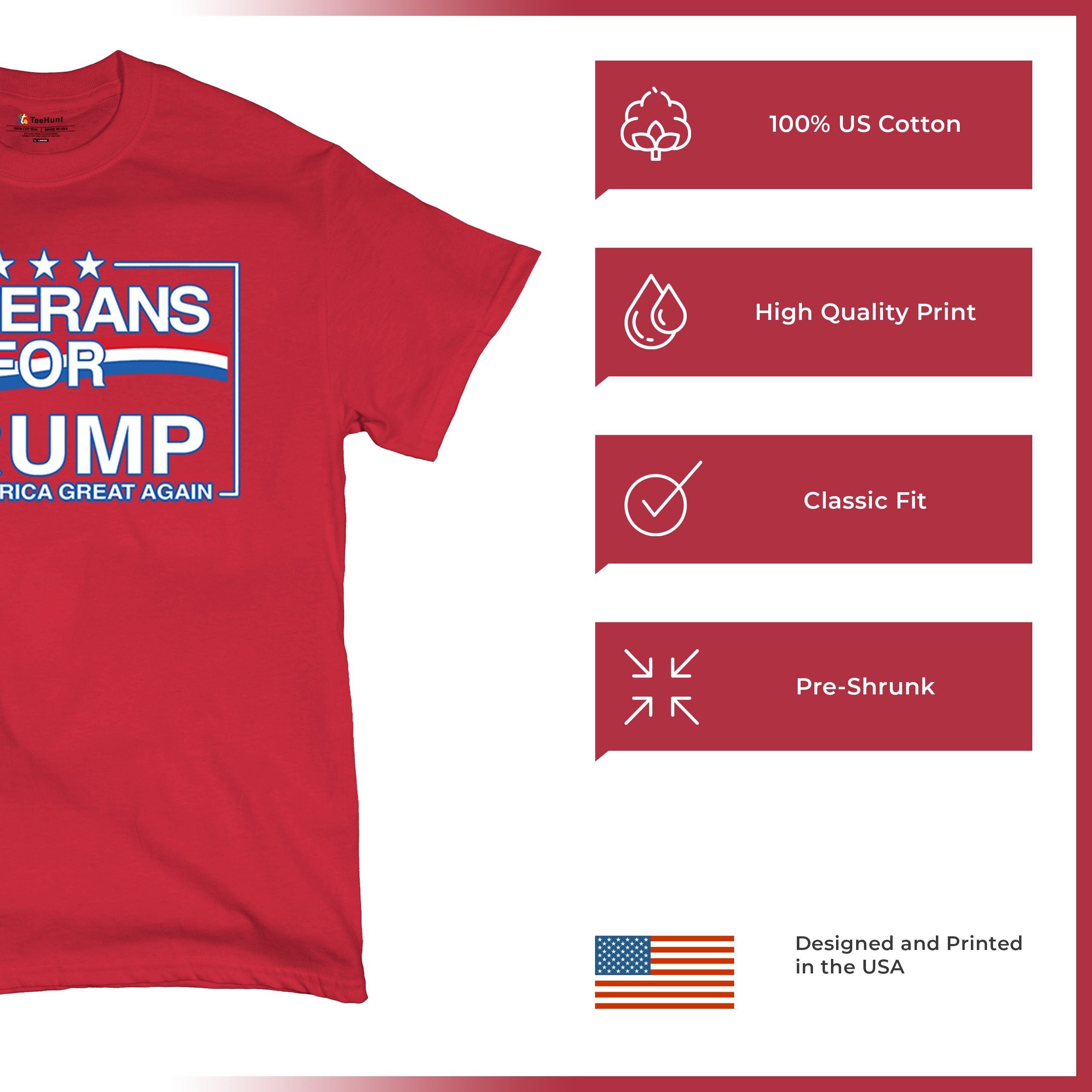 Veterans for Trump Make America Great Again T-shirt MAGA Vote Red Men's Tee - Picture 42 of 113