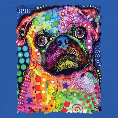 Cute Pug Puppy T-Shirt Dean Russo Colorful Neon Mosaic Dog Art Women's Tee