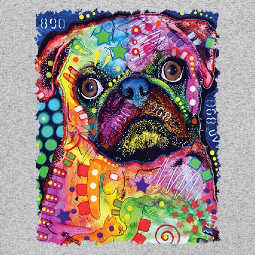 Cute Pug Puppy T-Shirt Dean Russo Colorful Neon Mosaic Dog Art Women's Tee