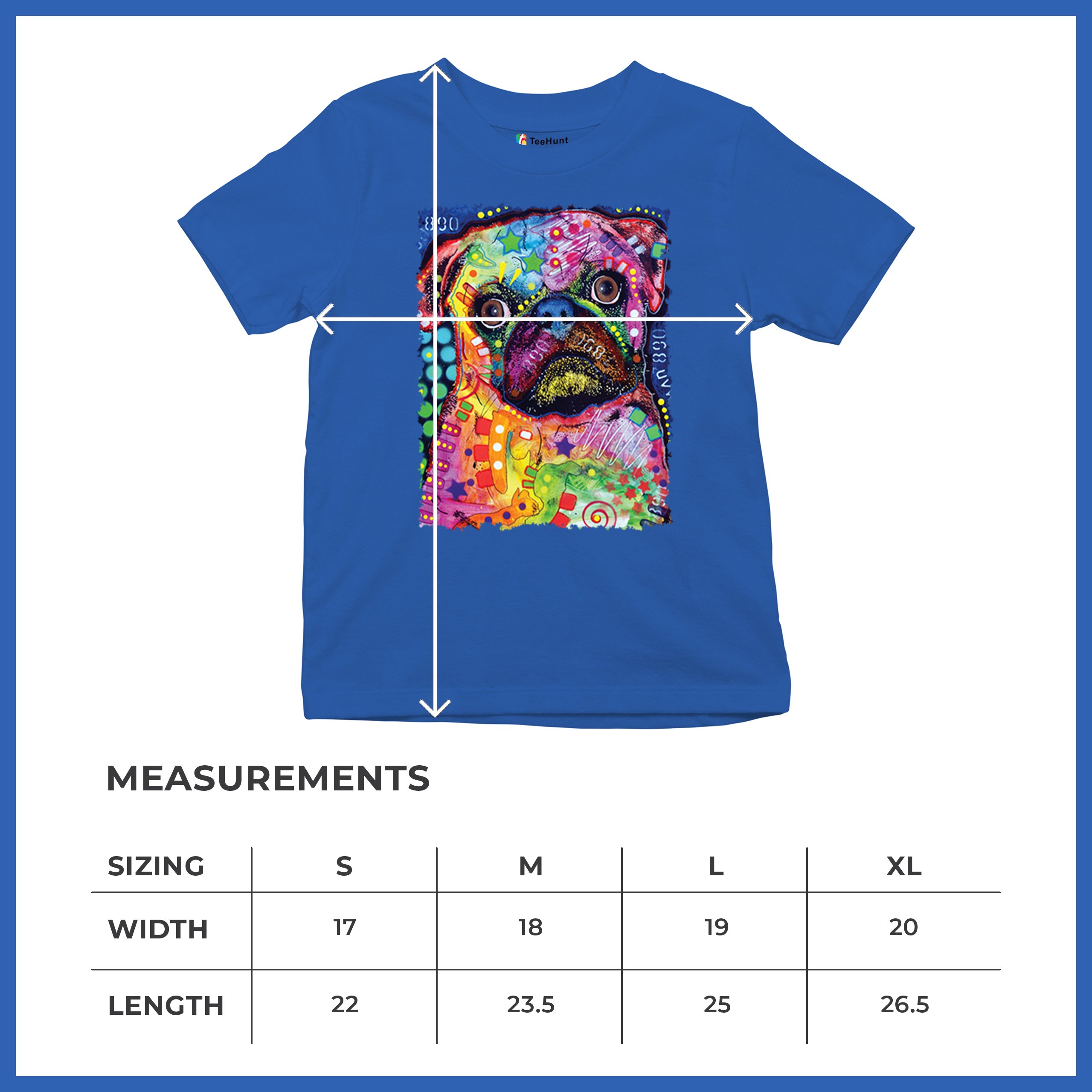 Cute Pug Puppy Youth T-shirt Dean Russo Colorful Neon Mosaic Dog Art Kids - Picture 43 of 50