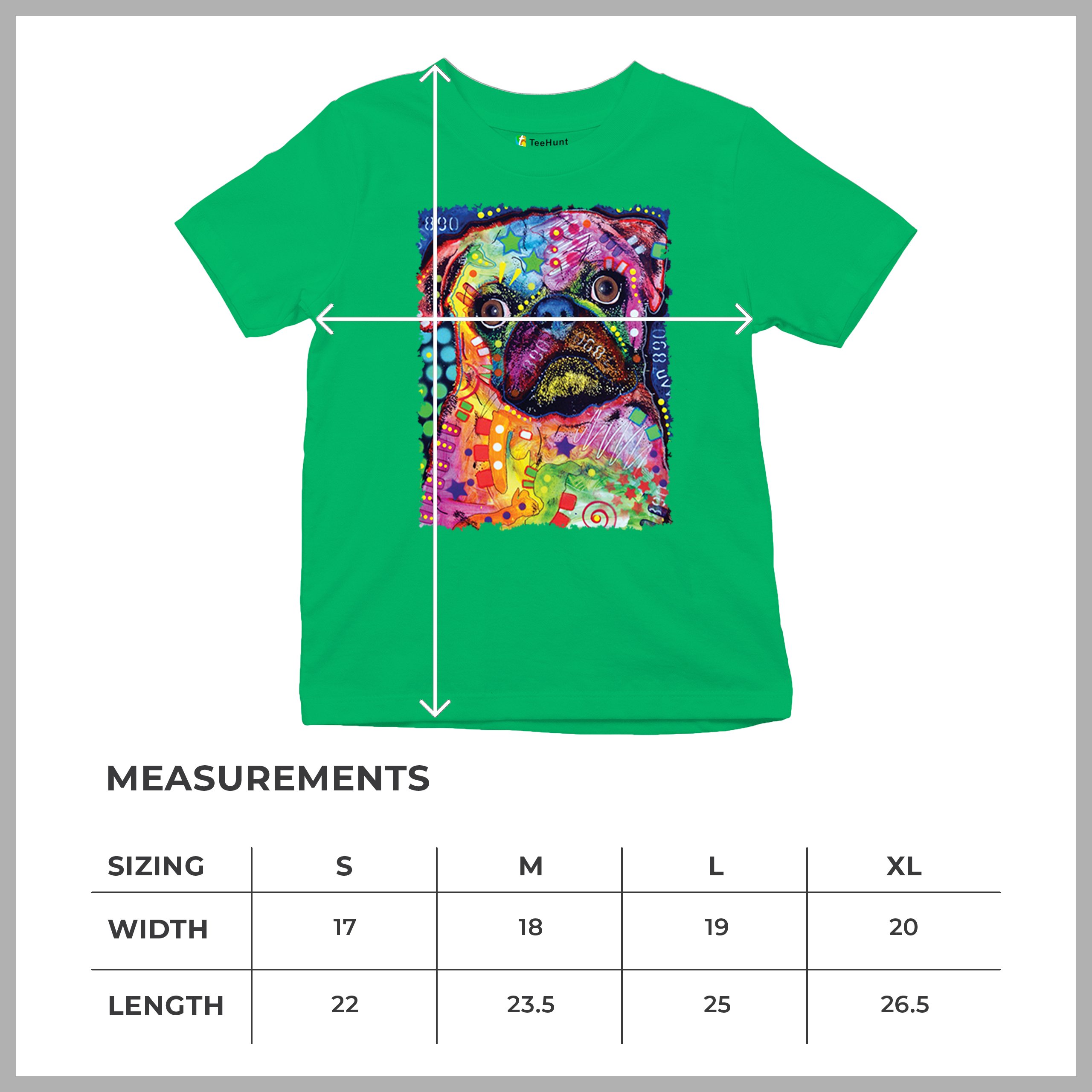 Cute Pug Puppy Youth T-shirt Dean Russo Colorful Neon Mosaic Dog Art Kids - Picture 36 of 50