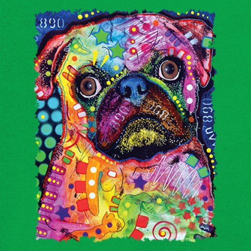 Cute Pug Puppy Youth T-shirt Dean Russo Colorful Neon Mosaic Dog Art Kids - Picture 32 of 50