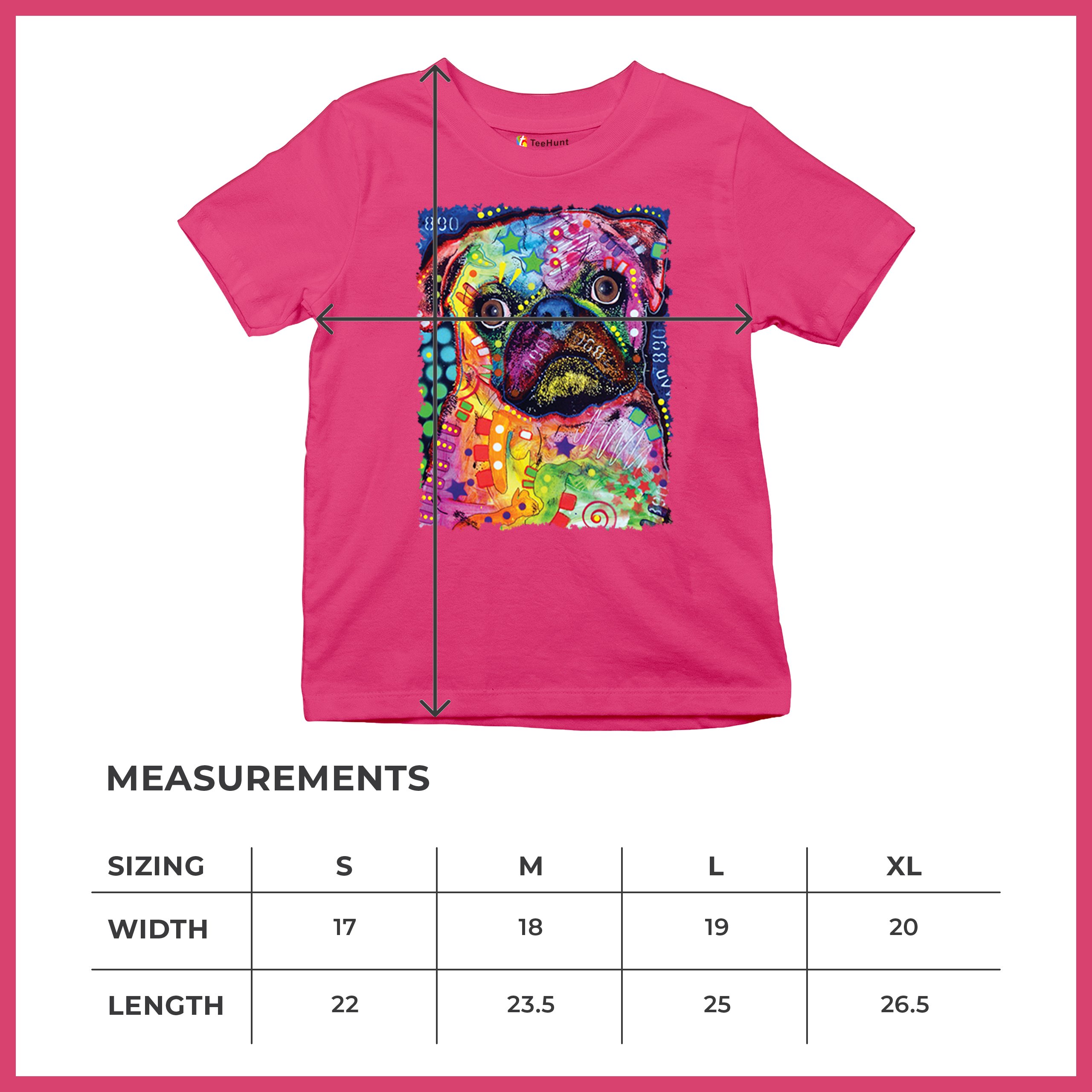 Cute Pug Puppy Youth T-shirt Dean Russo Colorful Neon Mosaic Dog Art Kids - Picture 50 of 50