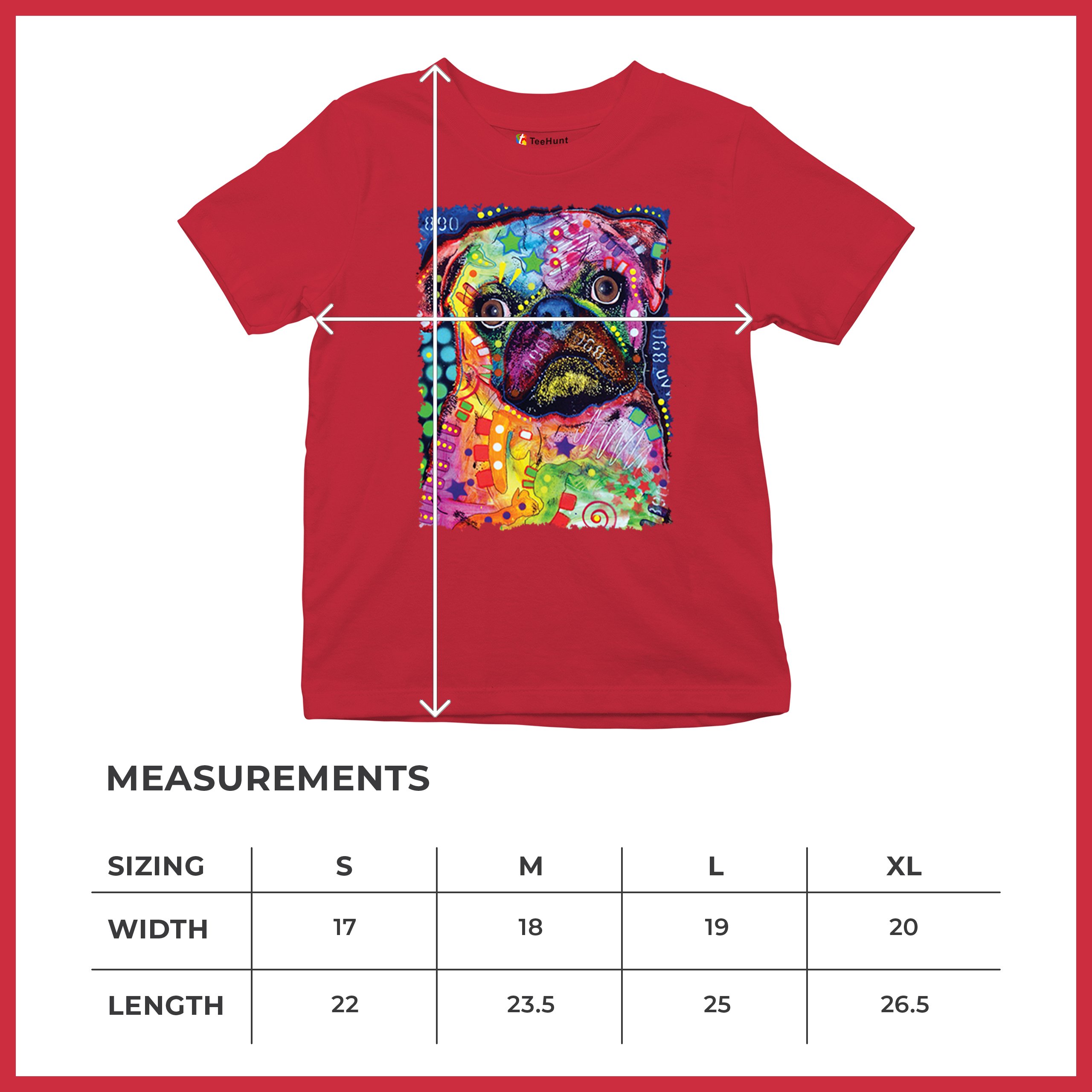 Cute Pug Puppy Youth T-shirt Dean Russo Colorful Neon Mosaic Dog Art Kids - Picture 22 of 50