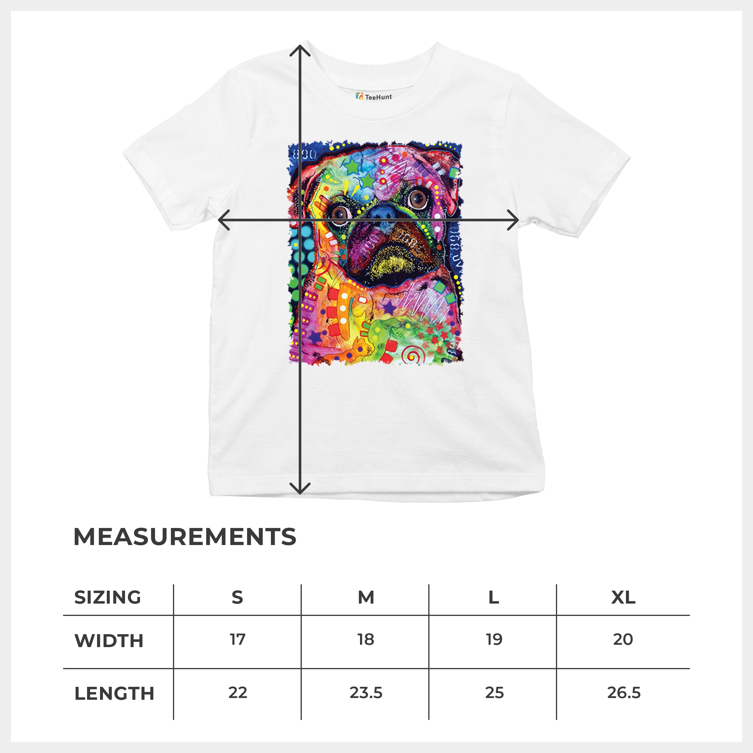 Cute Pug Puppy Youth T-shirt Dean Russo Colorful Neon Mosaic Dog Art Kids - Picture 29 of 50