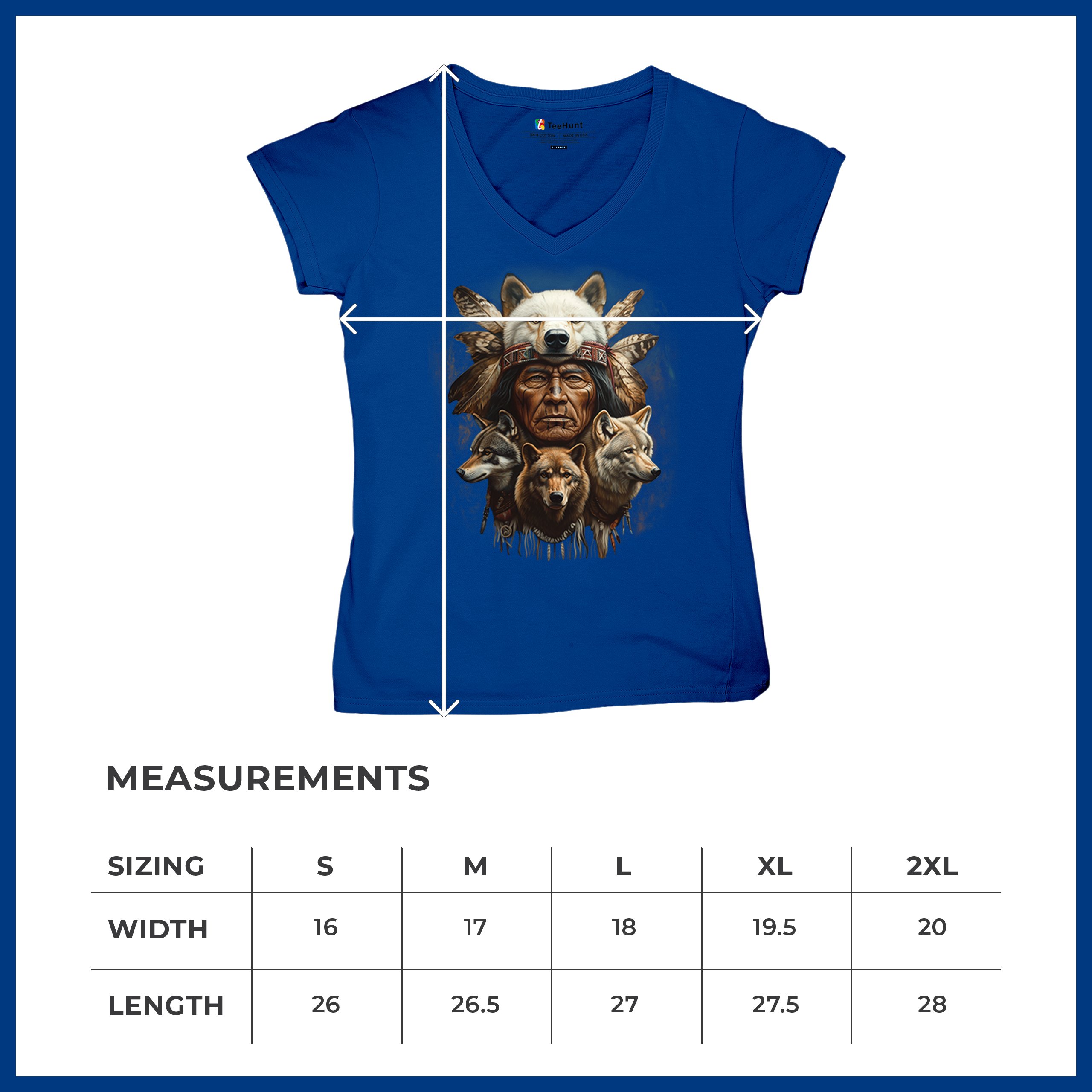 Native American Wolf Chief Women's V-Neck T-shirt Headdress Warrior Totem Tee - Picture 57 of 71