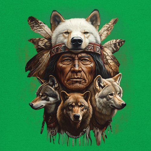 Native American Wolf Chief Women's V-Neck T-shirt Headdress Warrior Totem Tee - Picture 46 of 71