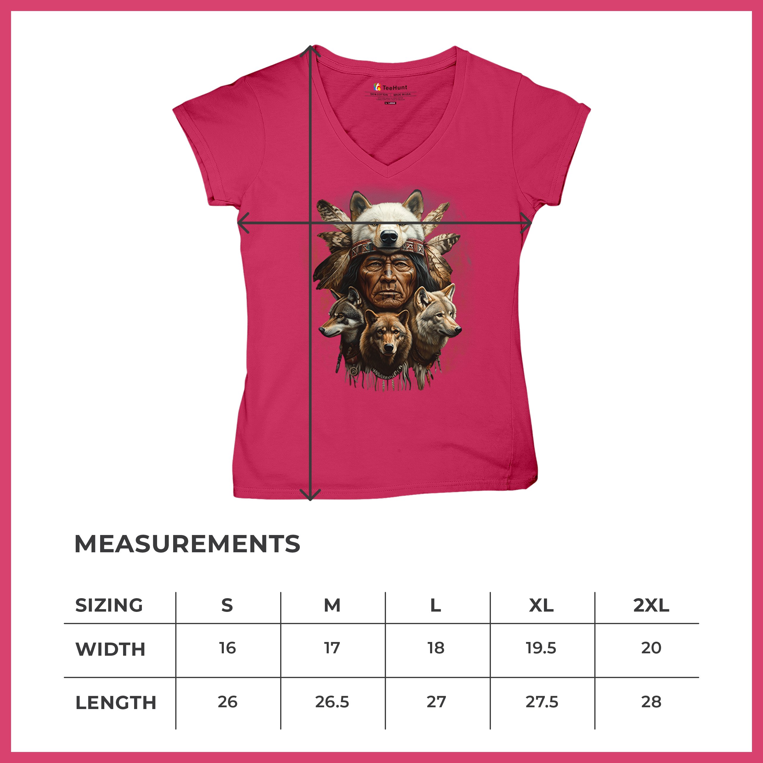Native American Wolf Chief Women's V-Neck T-shirt Headdress Warrior Totem Tee - Picture 64 of 71