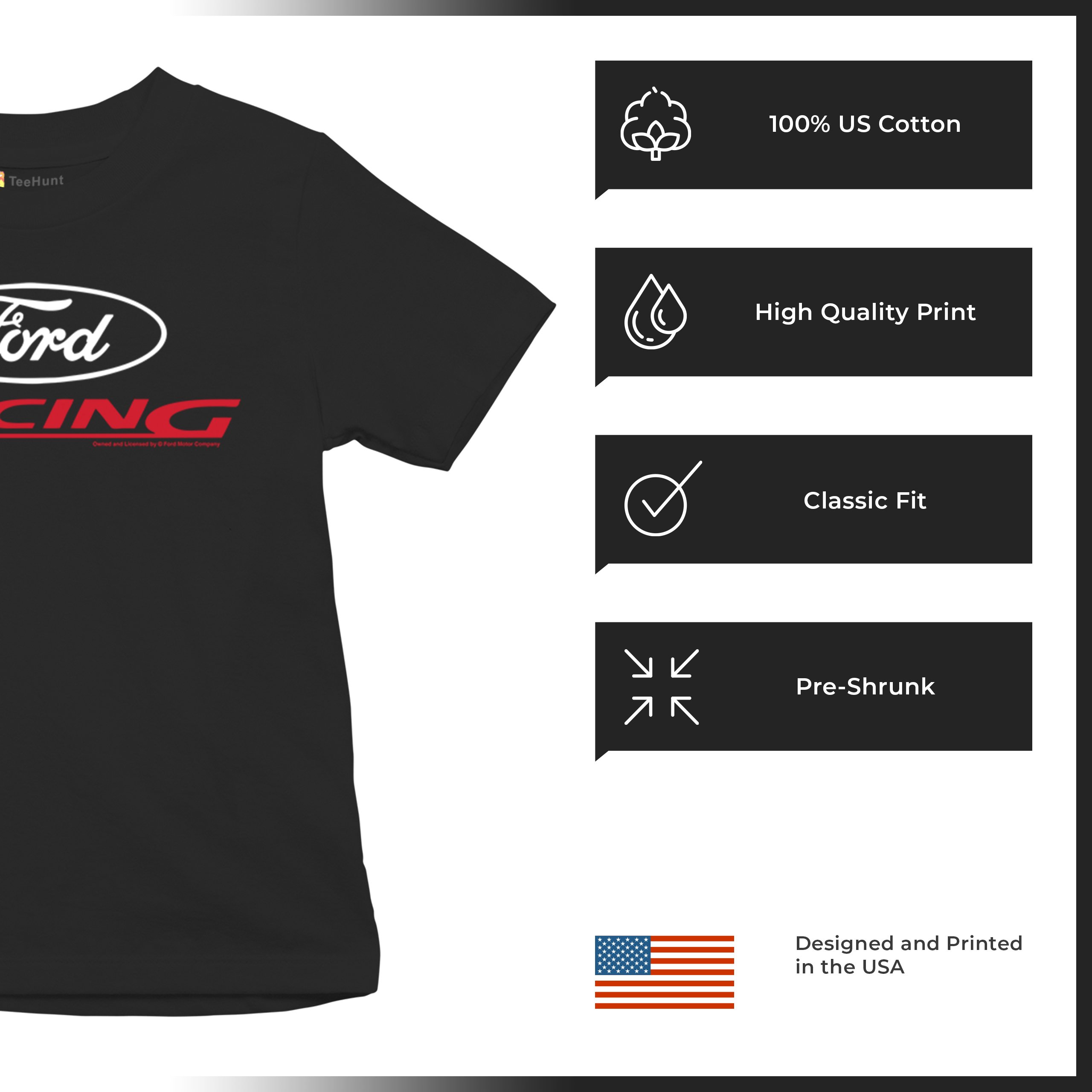 Ford Racing Youth T-shirt American Muscle Car Performance Mustang GT Kids - Picture 7 of 36