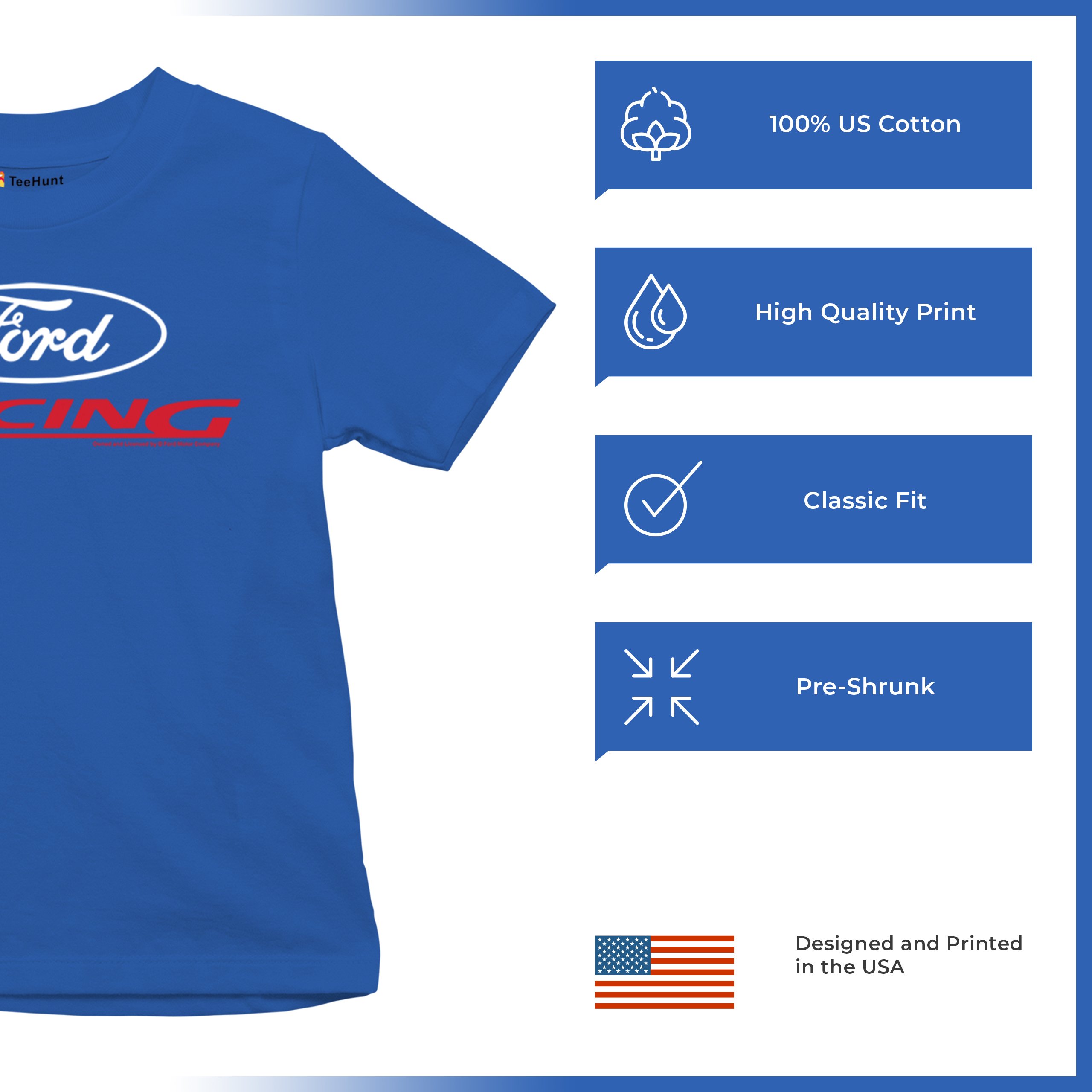 Ford Racing Youth T-shirt American Muscle Car Performance Mustang GT Kids - Picture 28 of 36