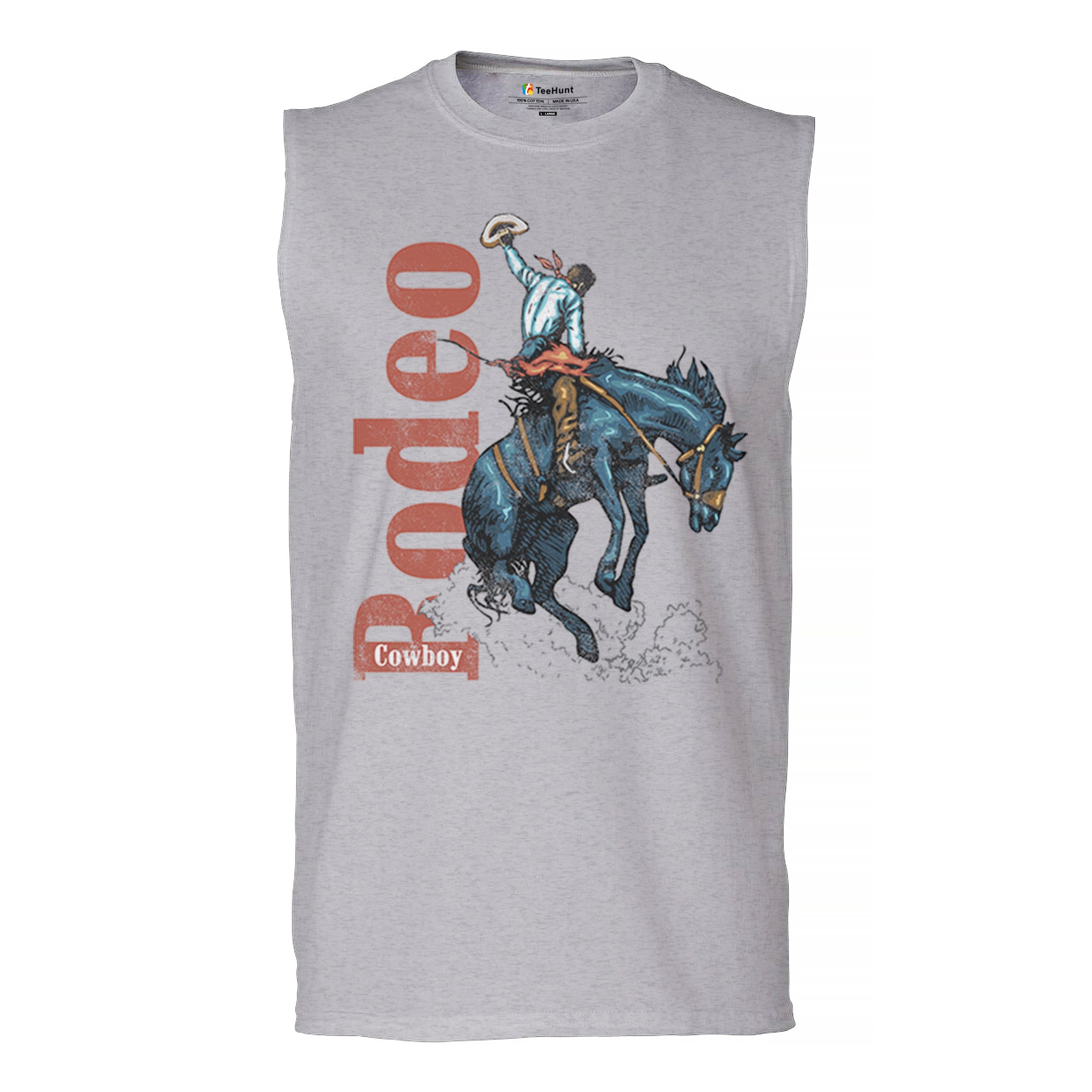 Cowboy Rodeo Men’s Muscle Shirt Bucking Bronc Horseback Riding Country Life