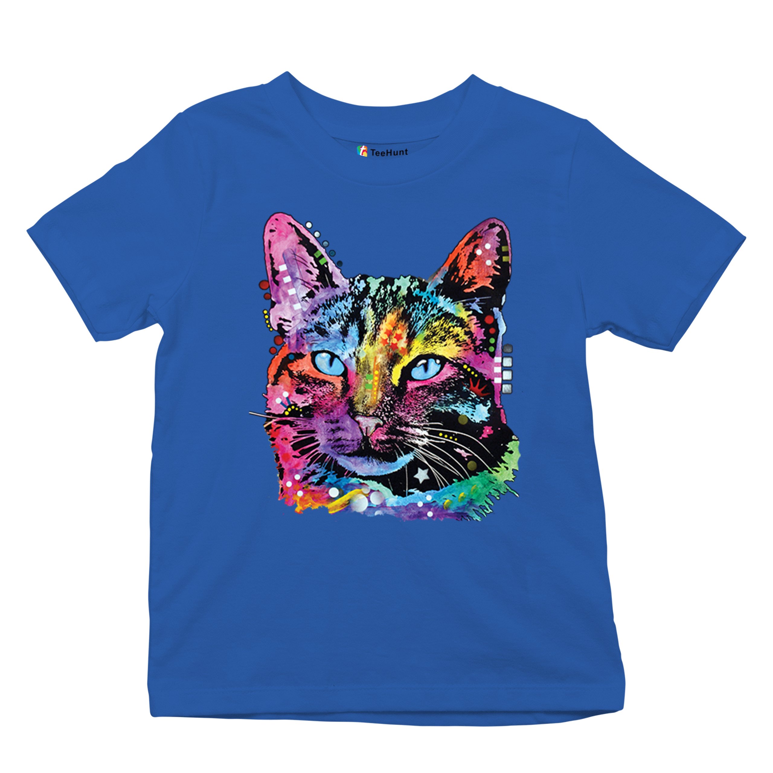 Dean Russo Thoughtful Cat Youth T-shirt Colorful Pet Kitten Eyes Meow Kids - Picture 41 of 50