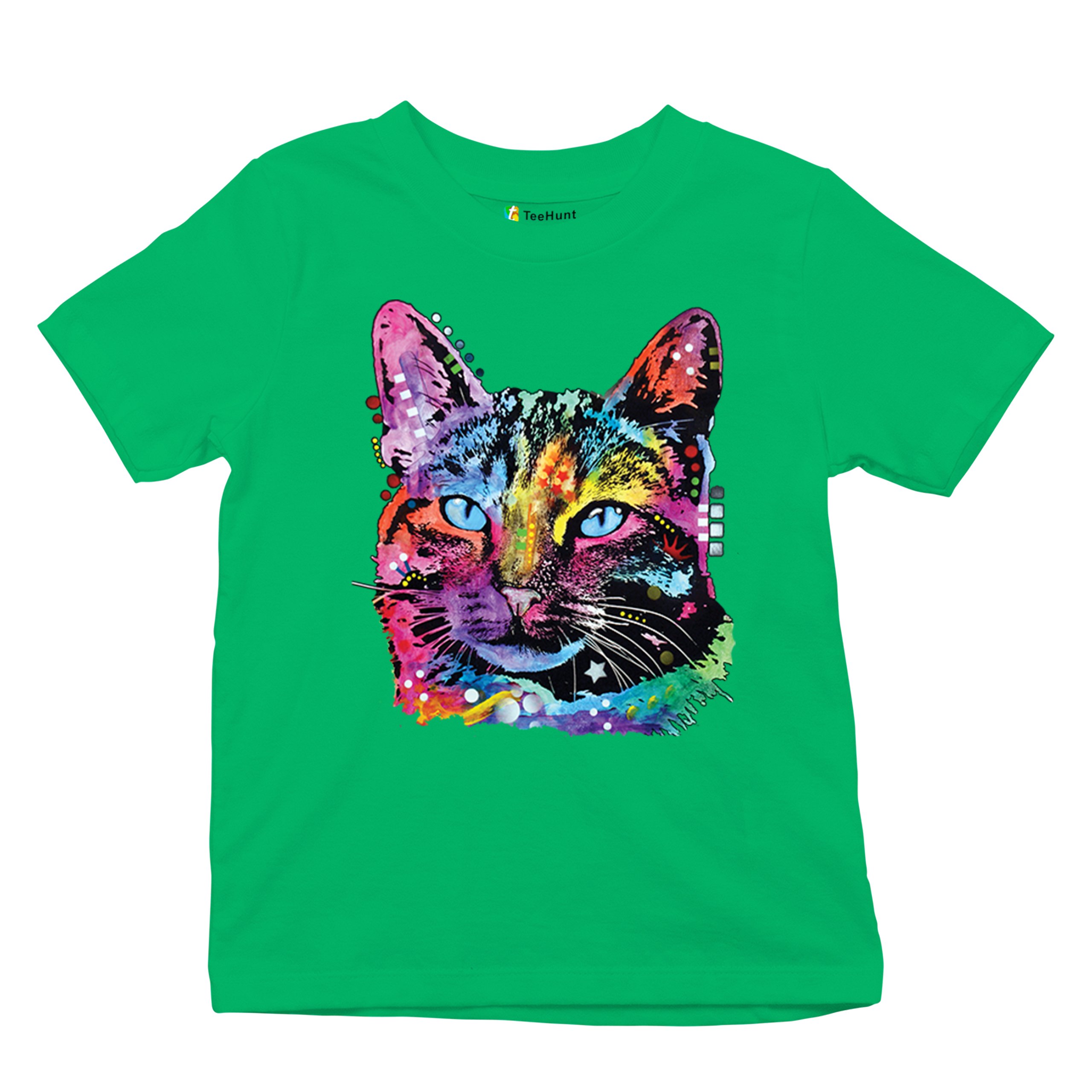 Dean Russo Thoughtful Cat Youth T-shirt Colorful Pet Kitten Eyes Meow Kids - Picture 34 of 50