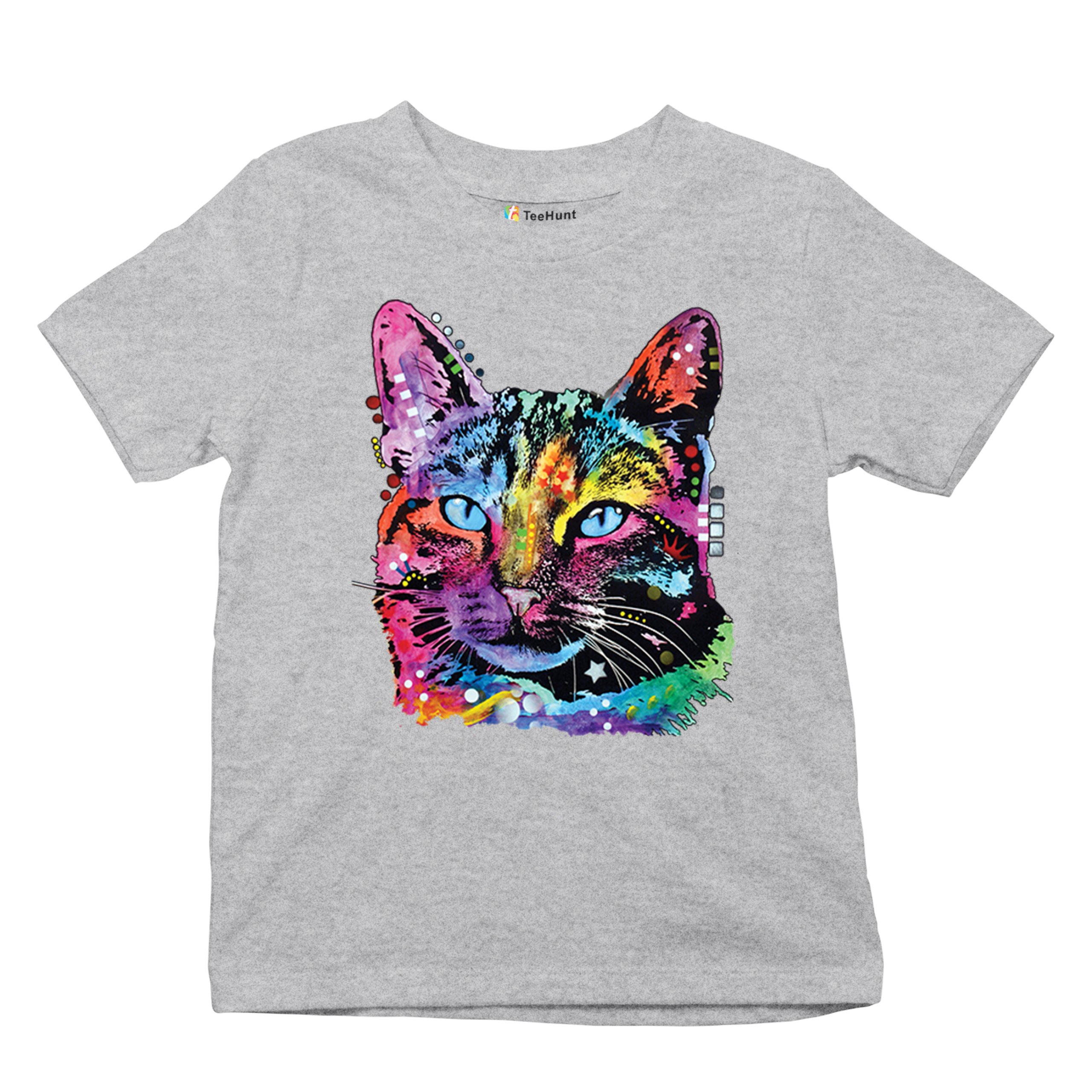 Dean Russo Thoughtful Cat Youth T-shirt Colorful Pet Kitten Eyes Meow Kids - Picture 13 of 50