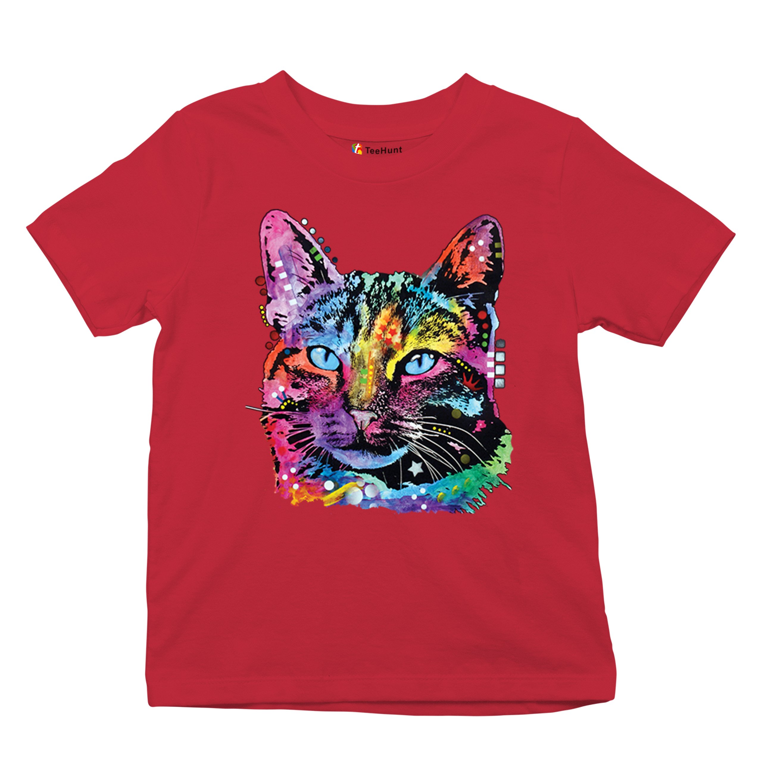 Dean Russo Thoughtful Cat Youth T-shirt Colorful Pet Kitten Eyes Meow Kids - Picture 20 of 50