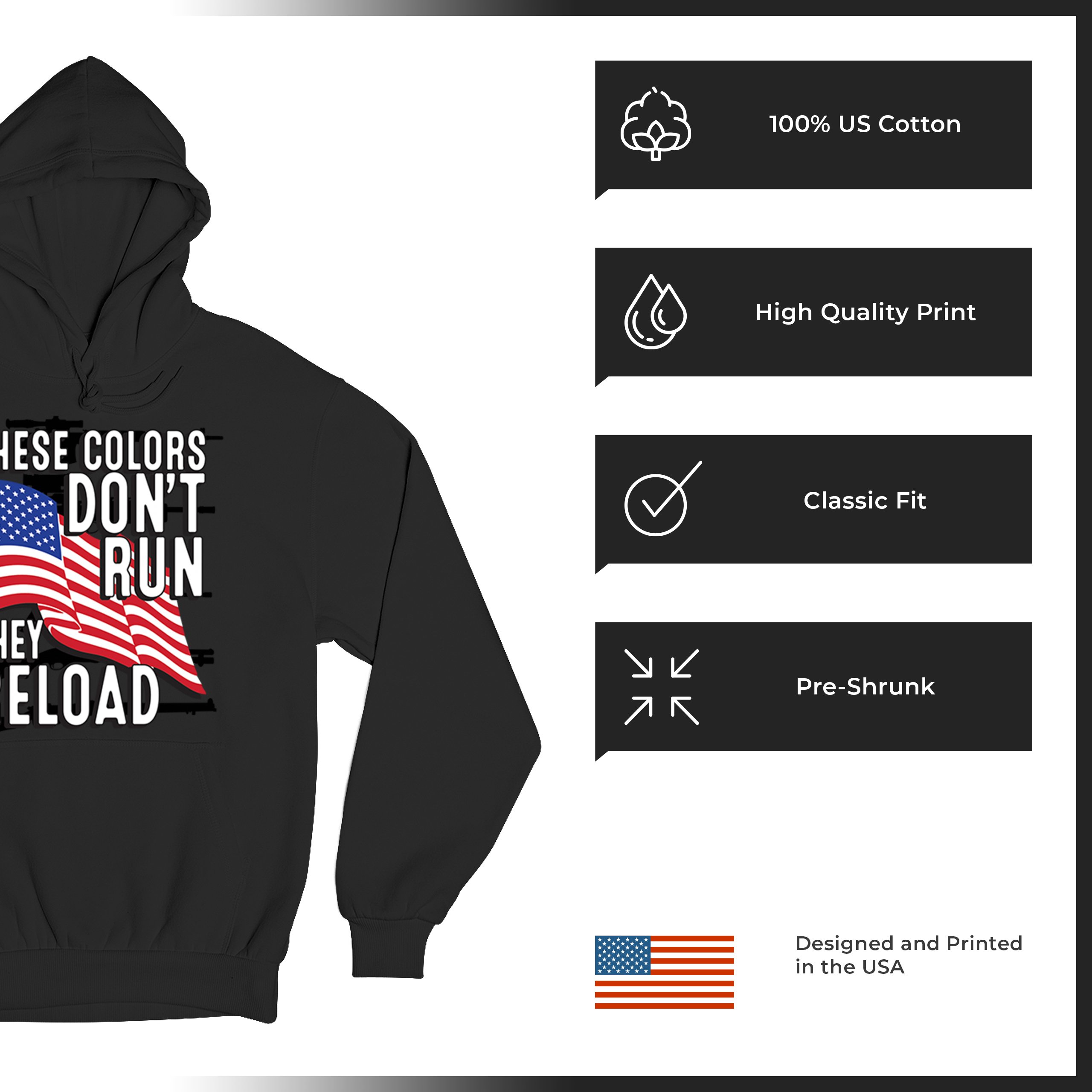 These Colors Don't Run They Reload Sweatshirt American 2nd Amendment Hoodie - Picture 14 of 57