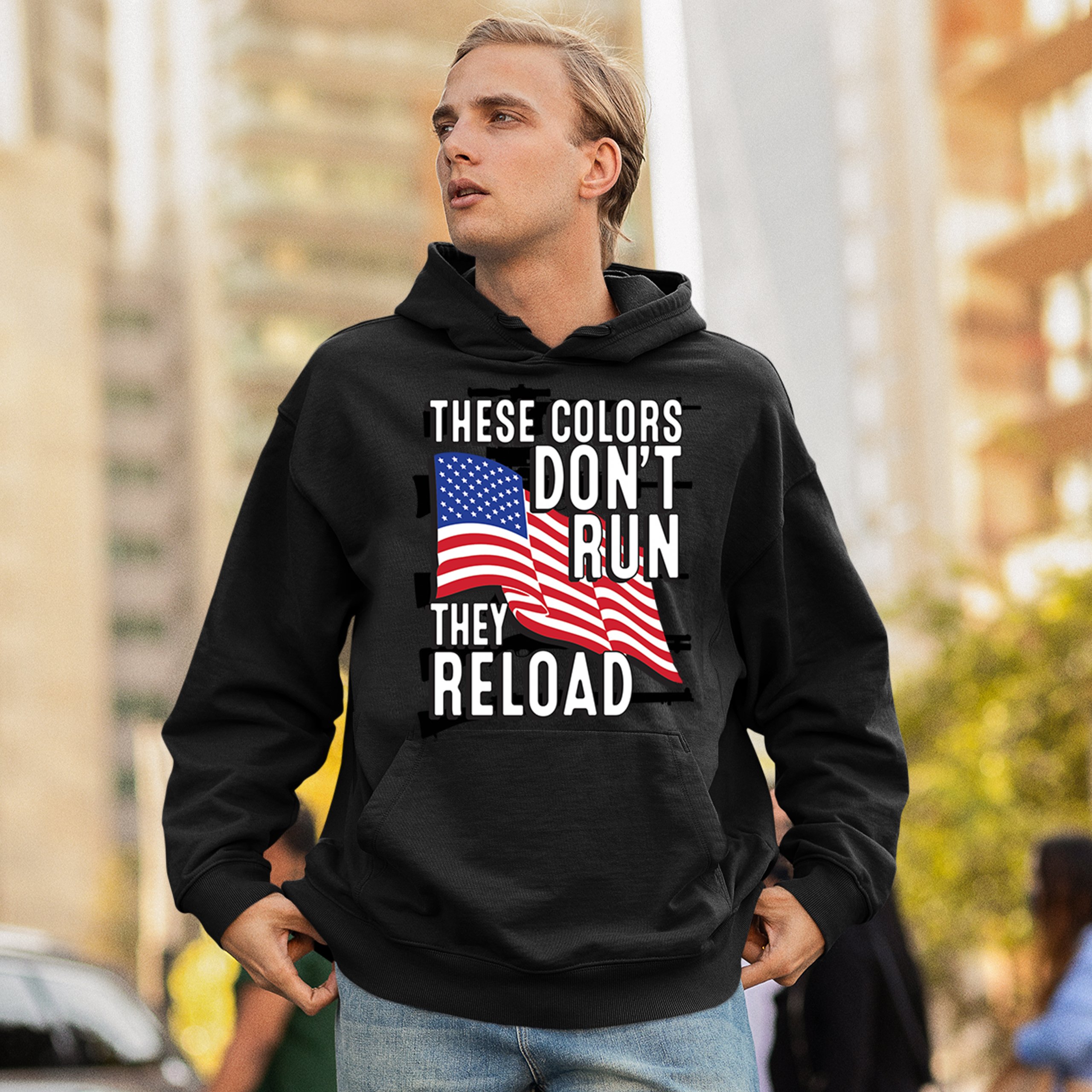 These Colors Don't Run They Reload Sweatshirt American 2nd Amendment Hoodie - Picture 12 of 57