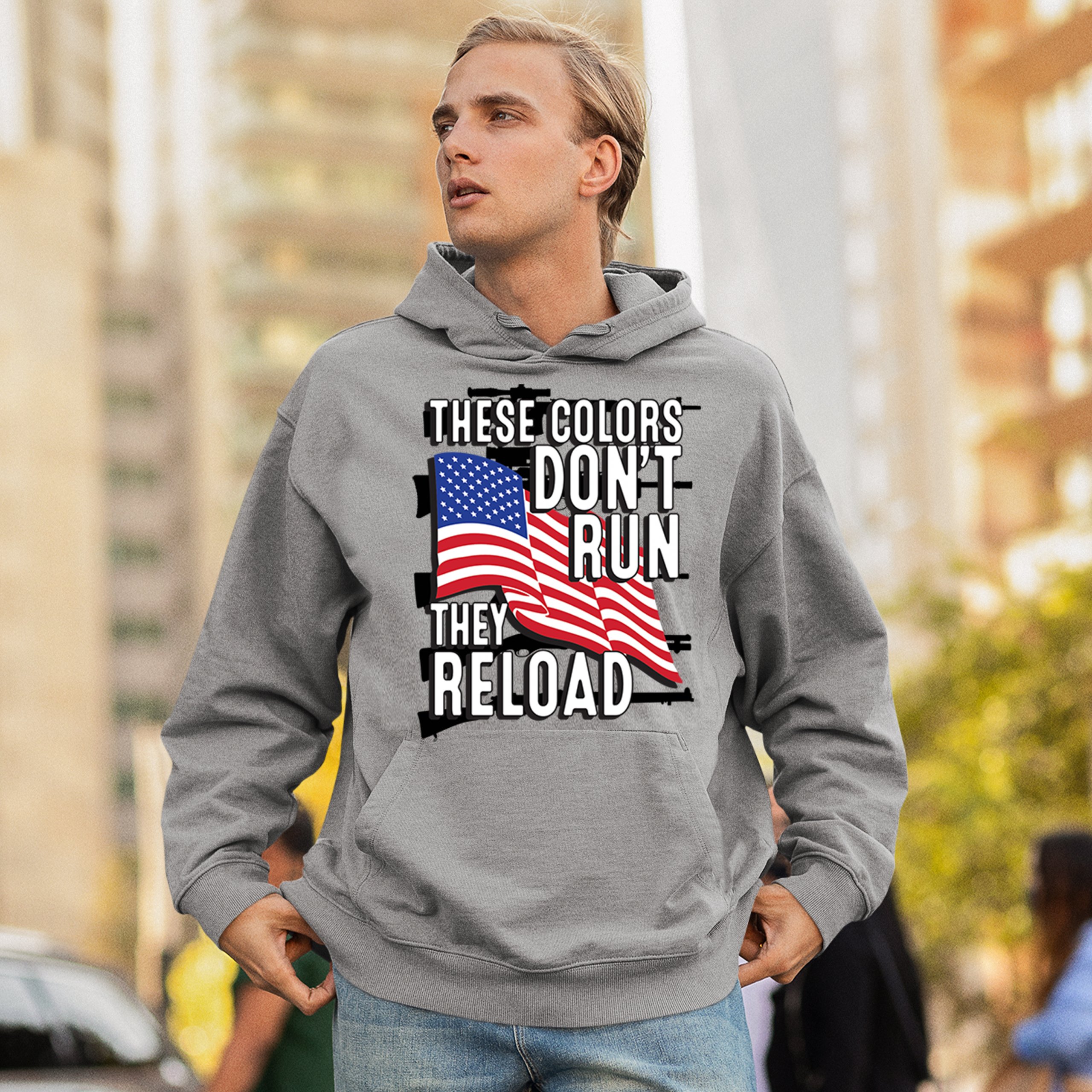 These Colors Don't Run They Reload Sweatshirt American 2nd Amendment Hoodie - Picture 5 of 57