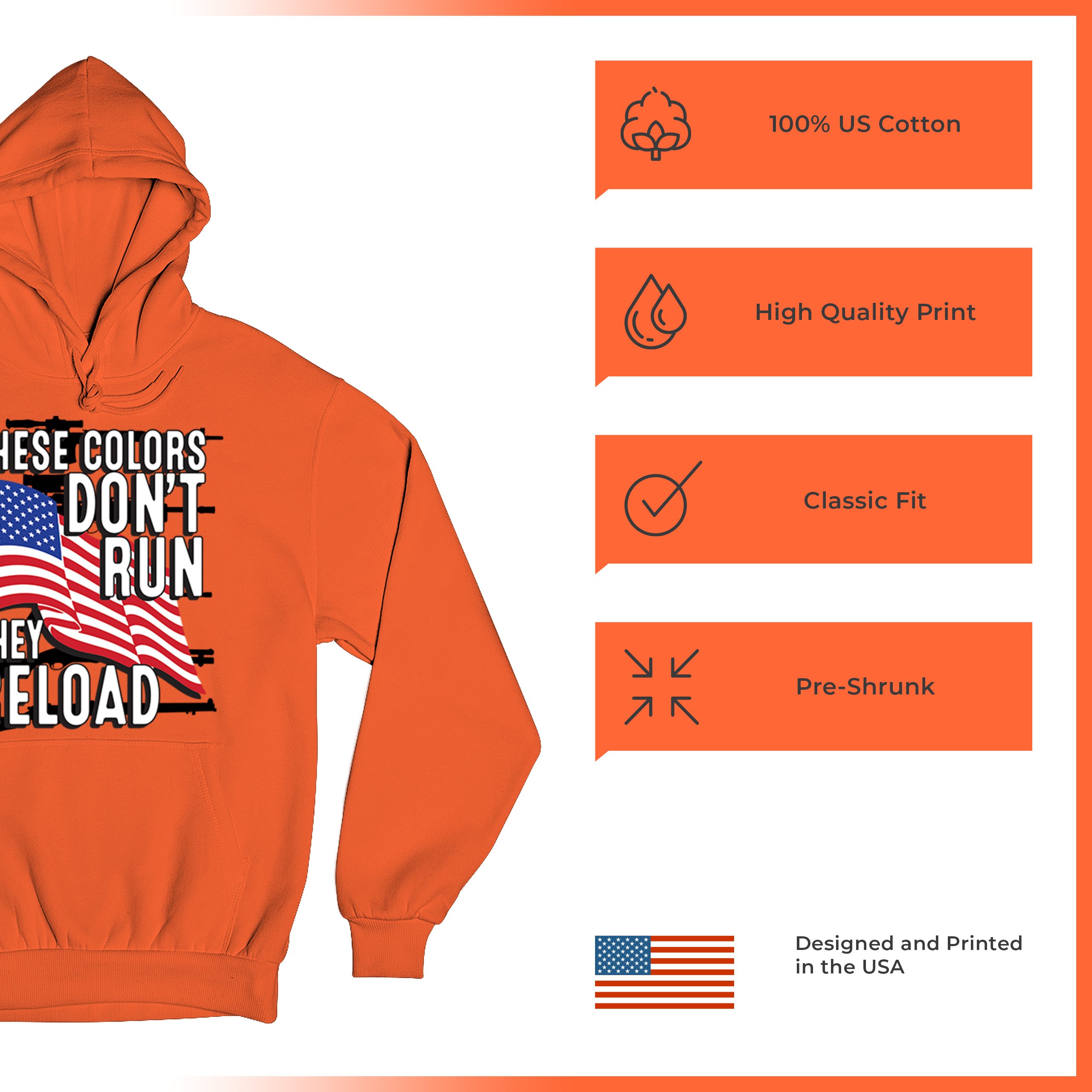 These Colors Don't Run They Reload Sweatshirt American 2nd Amendment Hoodie - Picture 21 of 57